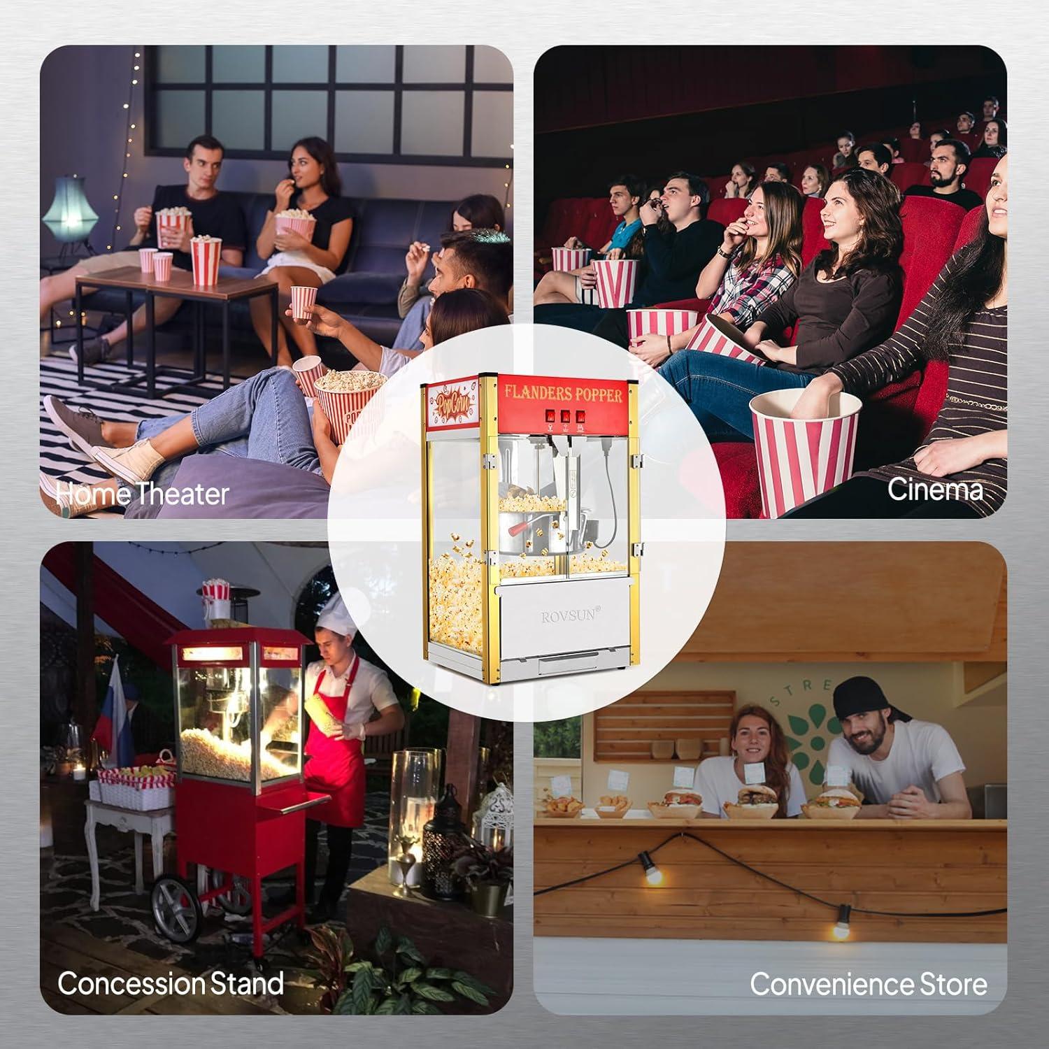 Máquina de Palomitas ROVSUN 16 Onzas Acero Inoxidable Rojo