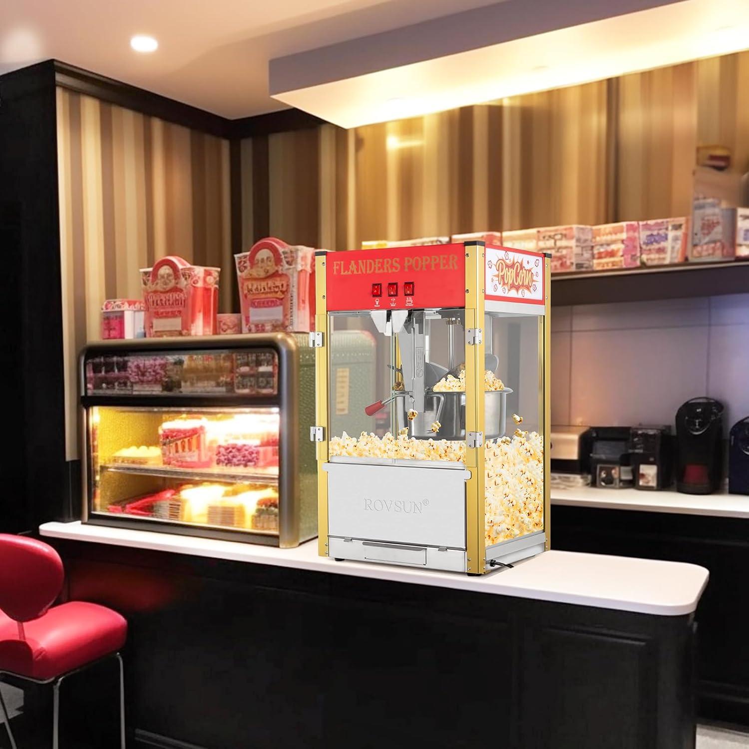 Máquina de Palomitas ROVSUN 16 Onzas Acero Inoxidable Rojo