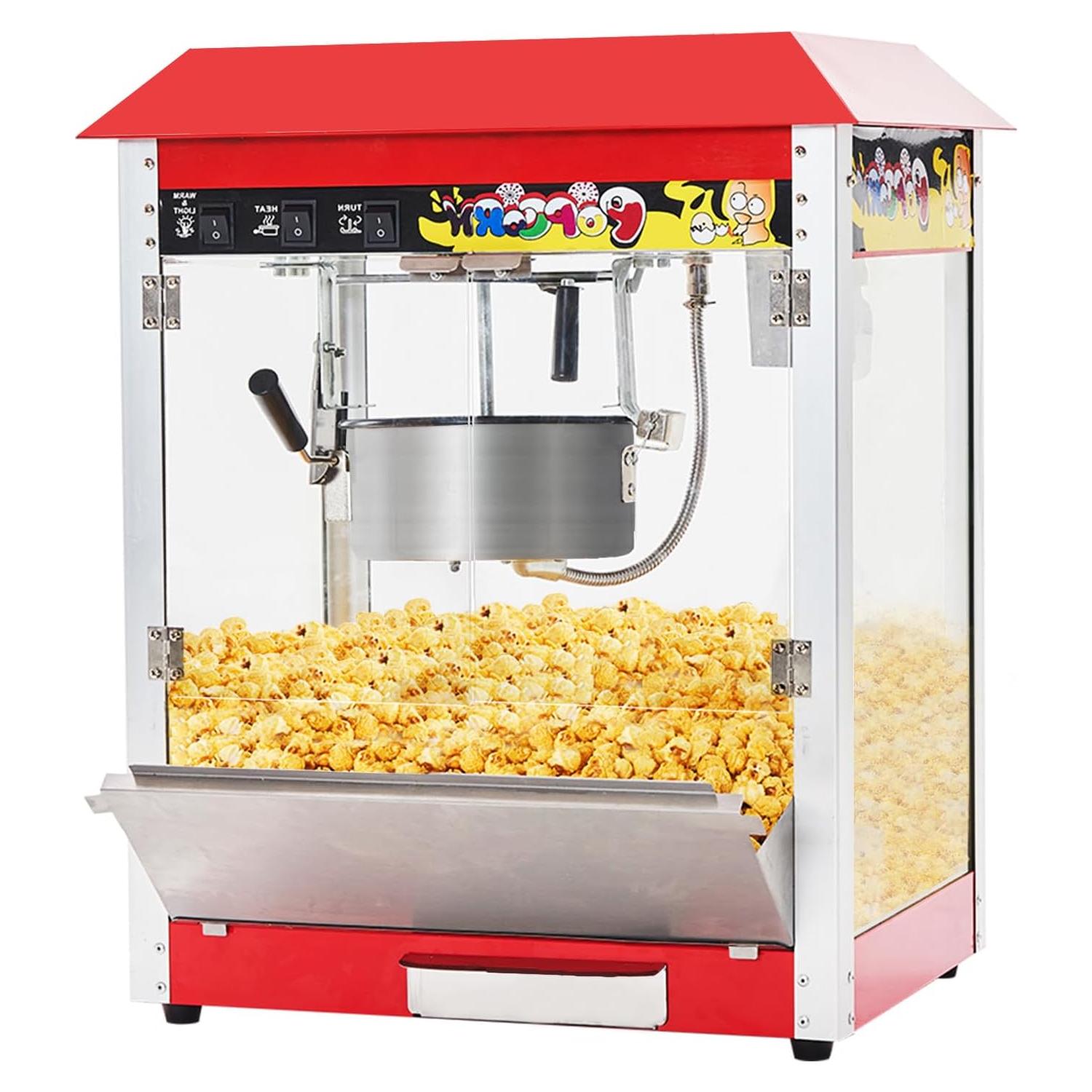 Commercial Popcorn Machine, 10 Oz Kettle, 1300W Countertop Popcorn Maker for 60 Cups per Batch, Movie Theater Popcorn Popper with 3-Switch Control, 2 Scoops 1 Cup, Red (18.5''L*12.8''W*25.8''H)
