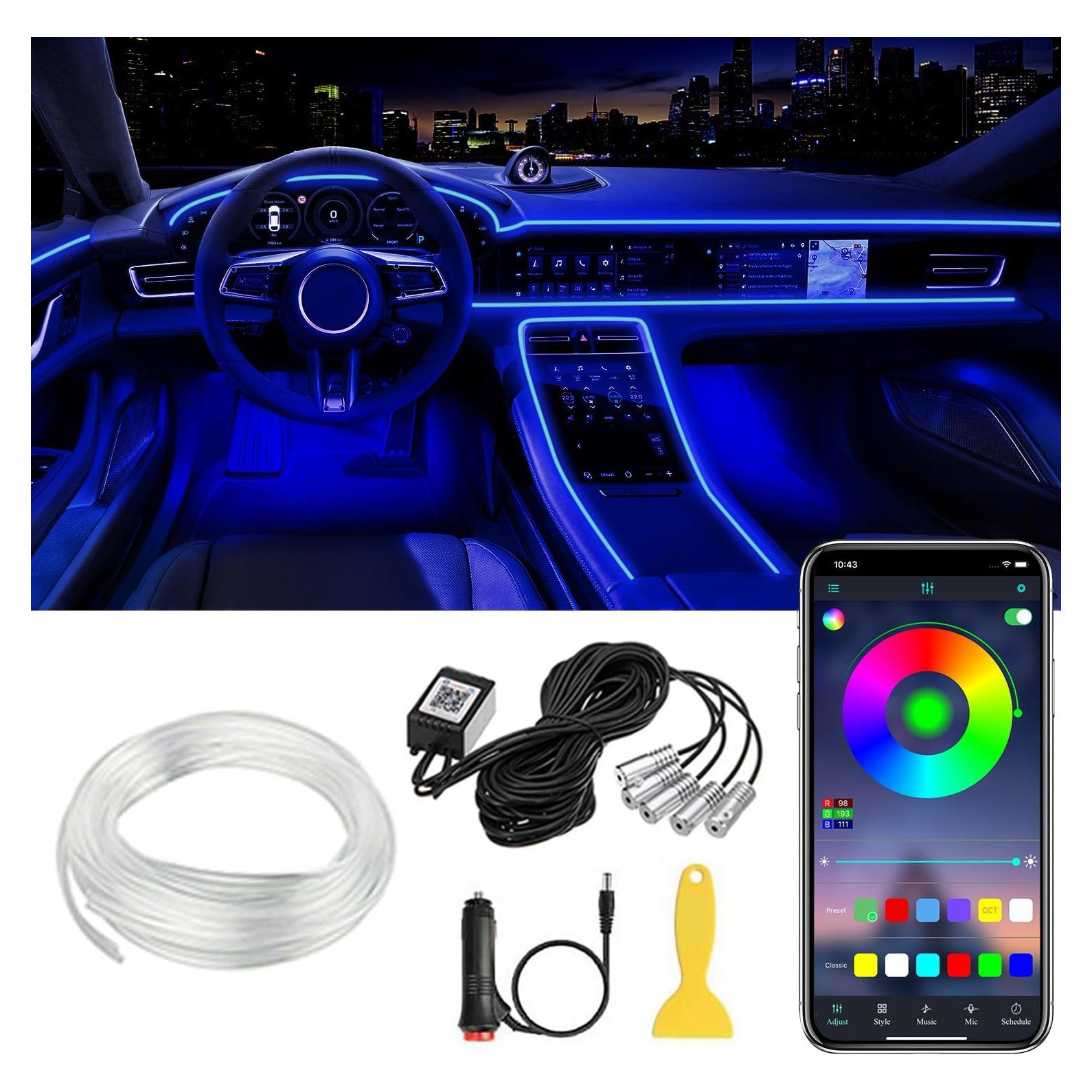 Luces LED de tira QVEVDACAR 5 en 1 RGB para coche 599.4 cm