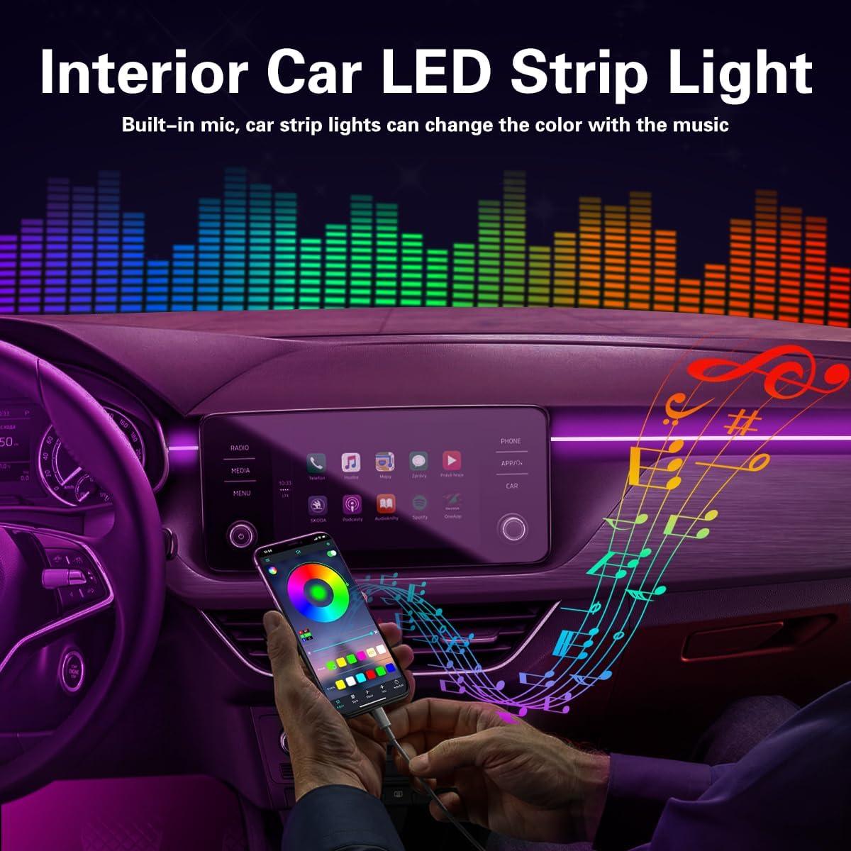 Luces LED de tira QVEVDACAR 5 en 1 RGB para coche 599.4 cm