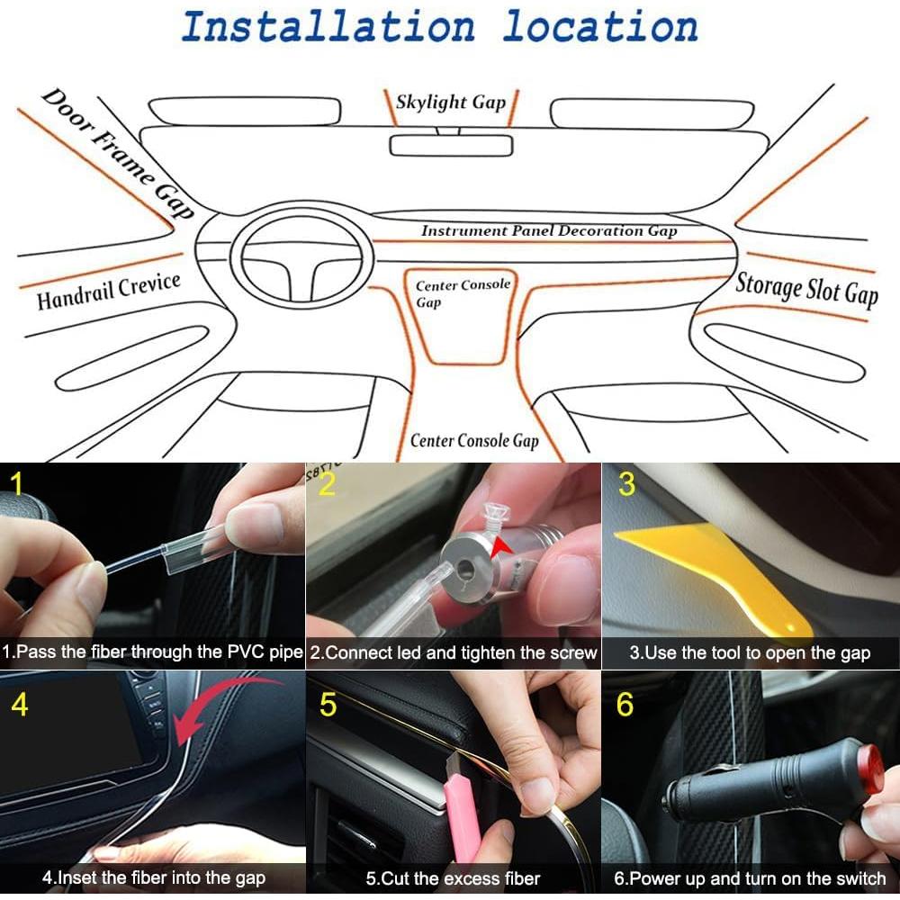 Luces LED de tira QVEVDACAR 5 en 1 RGB para coche 599.4 cm