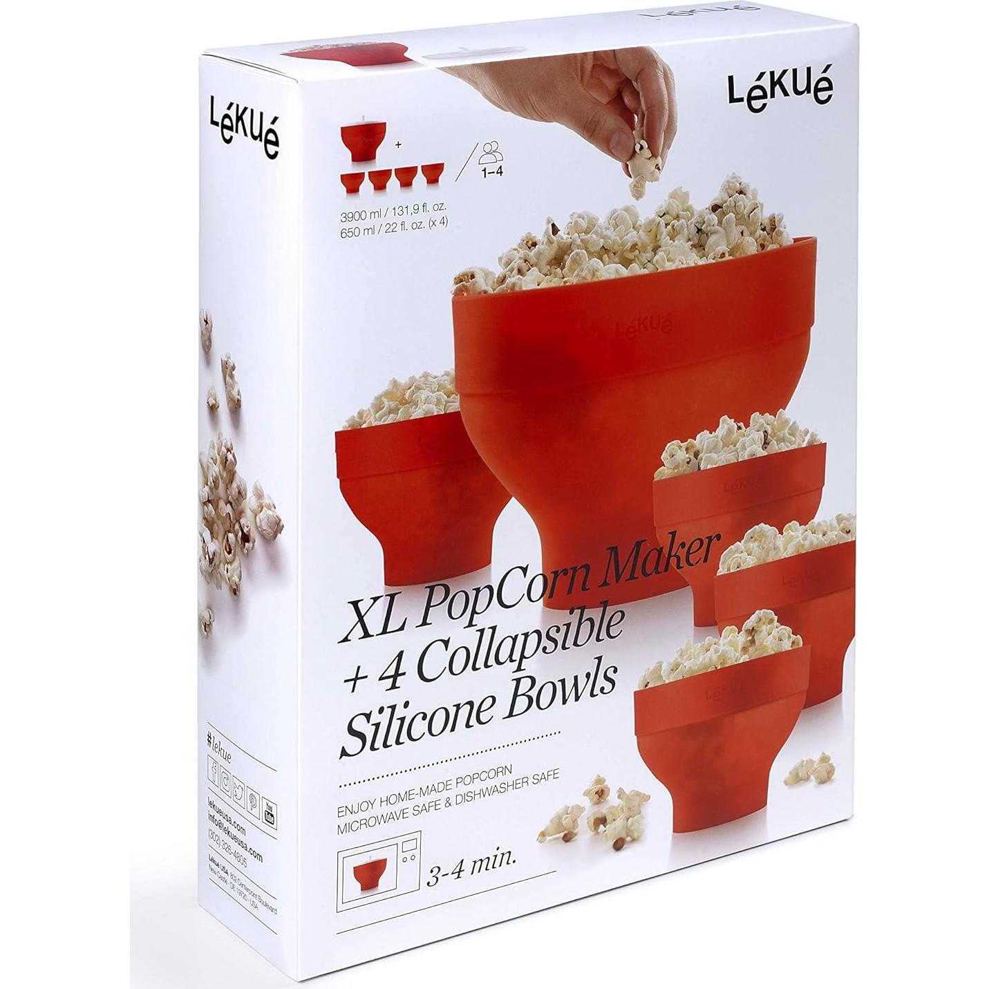 Lekue Jumbo Popcorn Maker XL con 4 Cuencos Colapsables