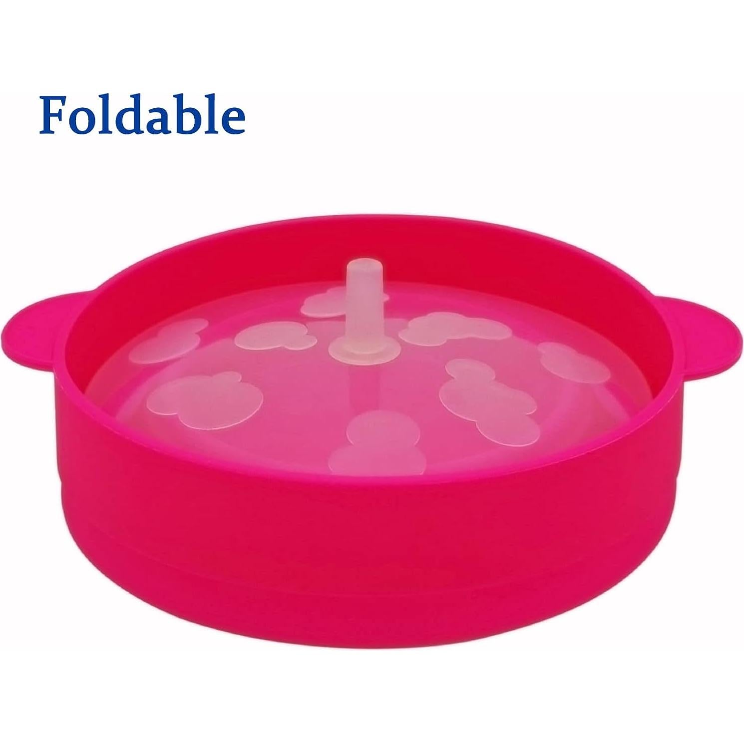 Mini Popcornera de Microondas YINGD Silicona Rosa 15x10x8.5cm