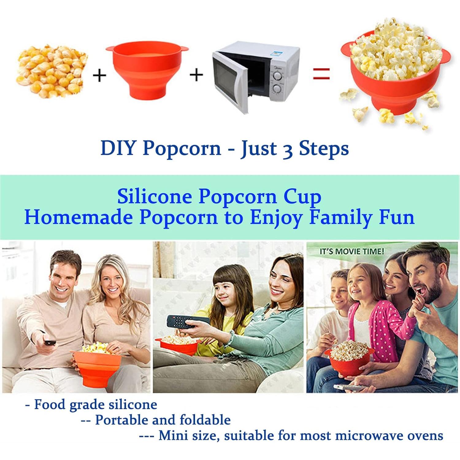 Mini Popcornera de Microondas YINGD Silicona Rosa 15x10x8.5cm