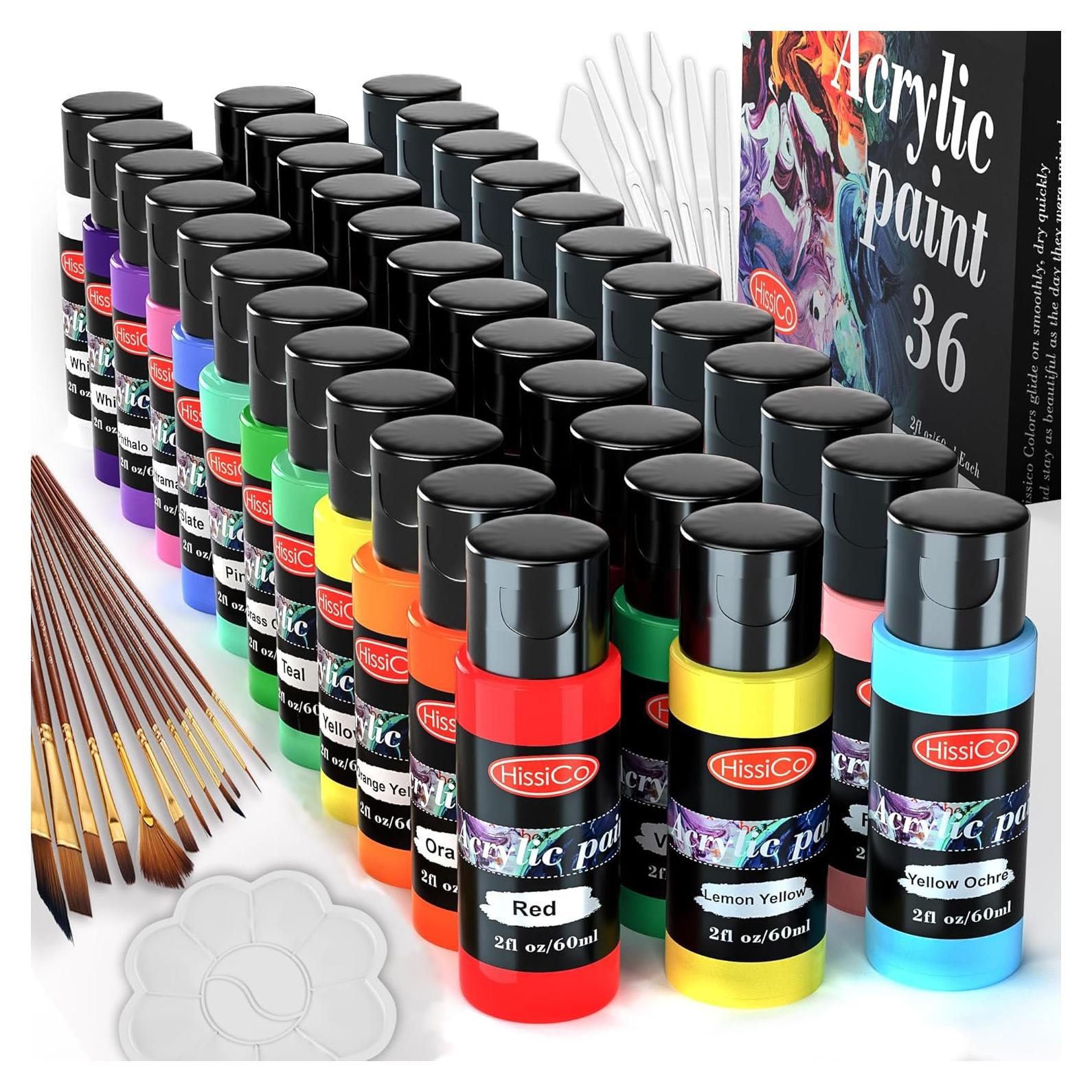 Juego de Pintura Acrílica HissiCo 55PCS 36 Colores 60ml
