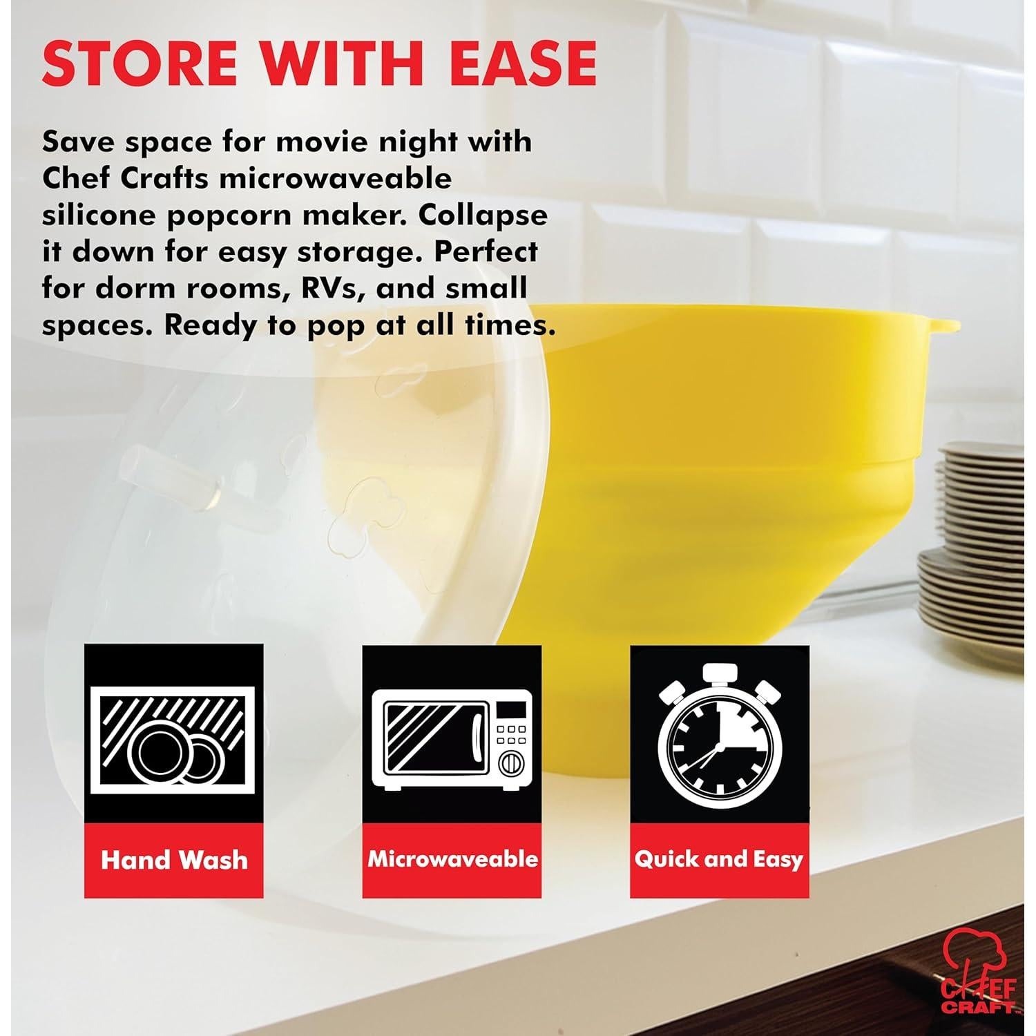 Hacedor de Palomitas Chef Craft Silicona Amarillo 363g