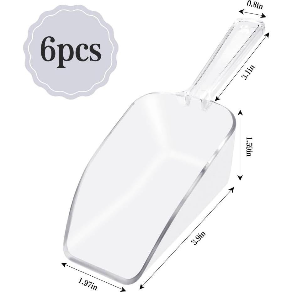 6 Cucharones de Plástico Transparente 19 cm para Alimentos