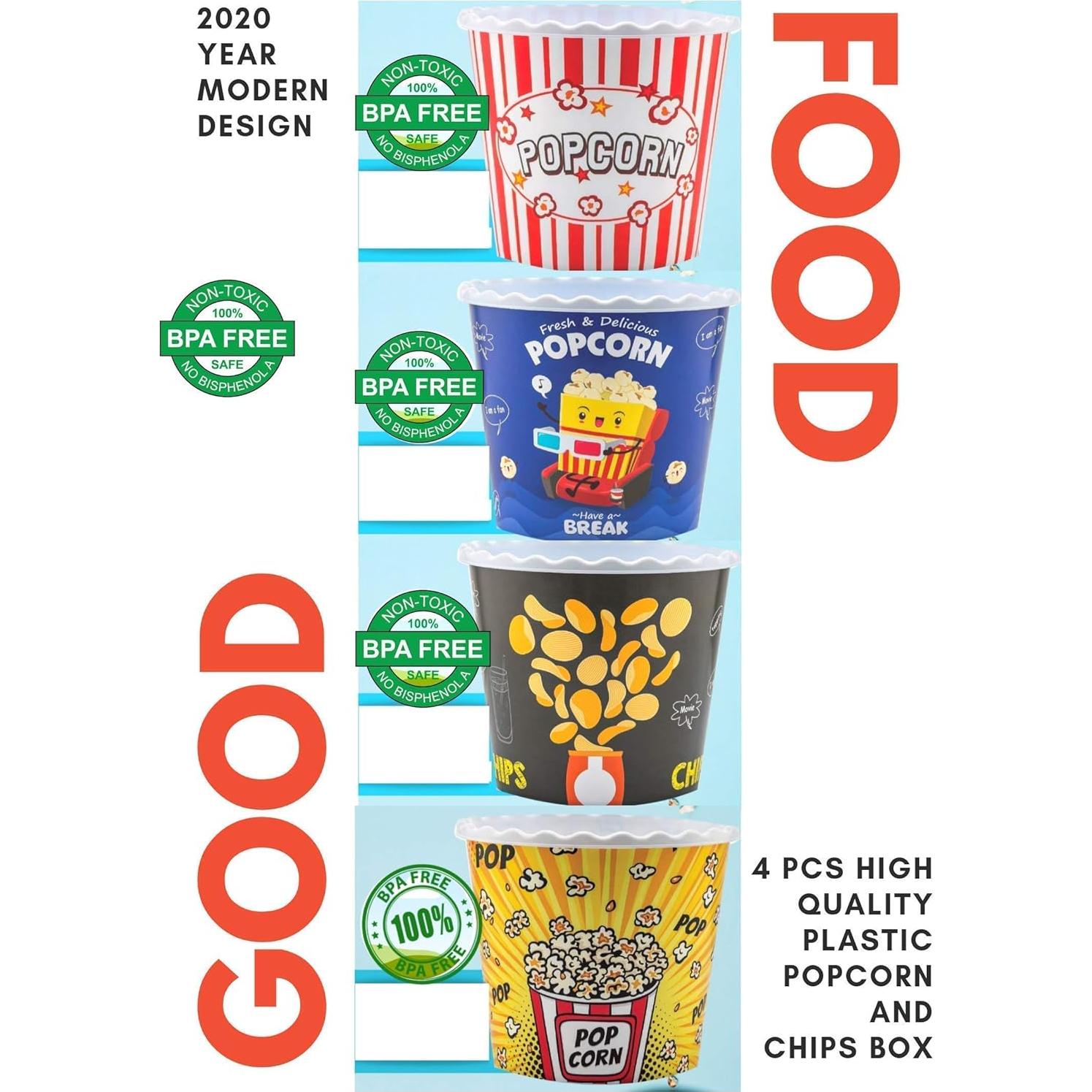 Contenedores de Palomitas Reutilizables ONONEXPRESS 4 Pzs