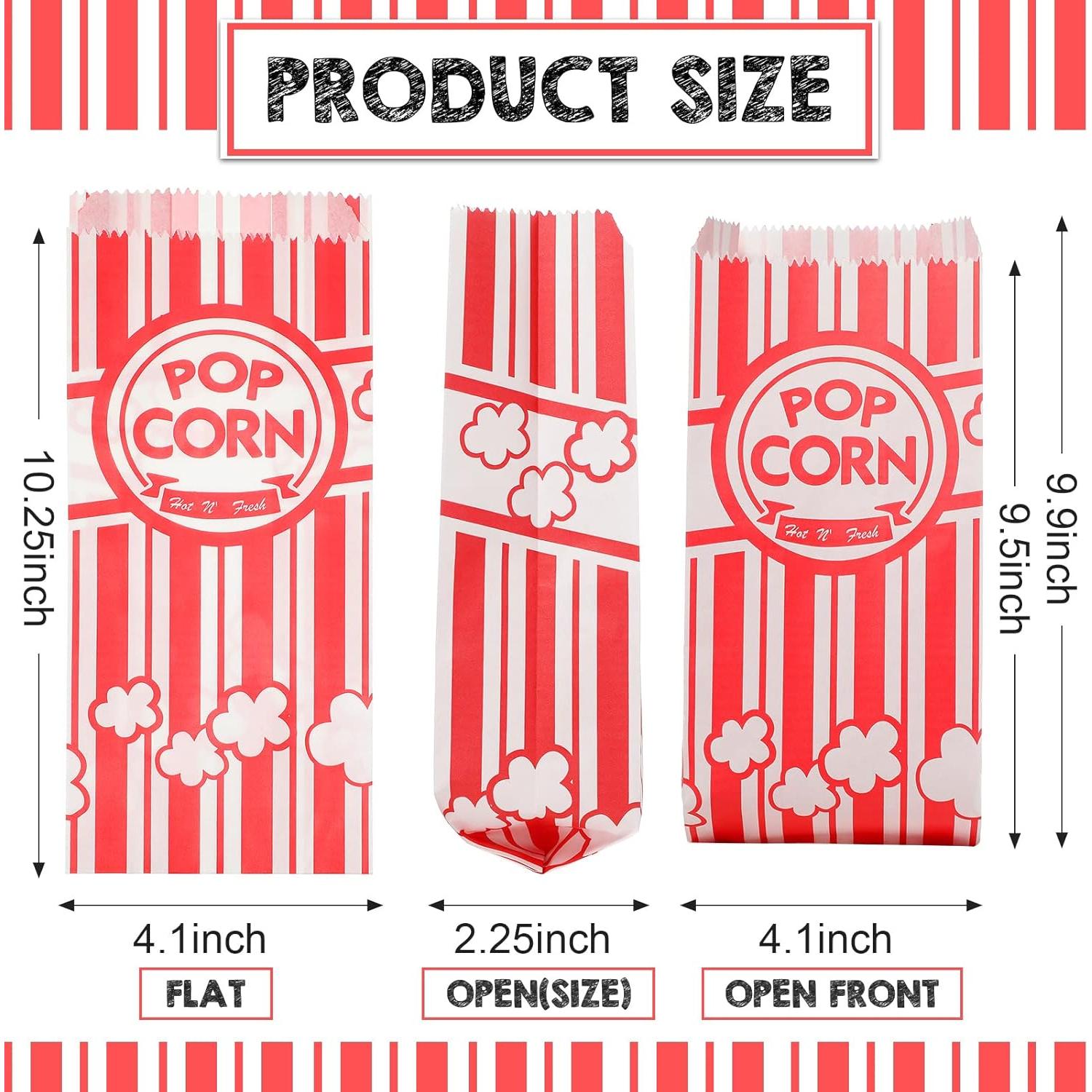 800 Bolsas de Papel para Palomitas Teling 9x6x21cm Reutilizables