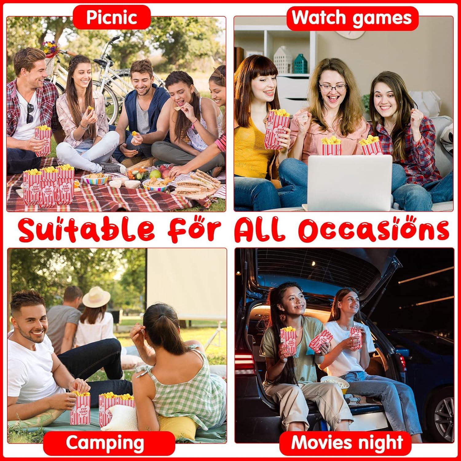 Bolsas de Papel para Palomitas Teling 300 Pcs 28g Rayas Rojas