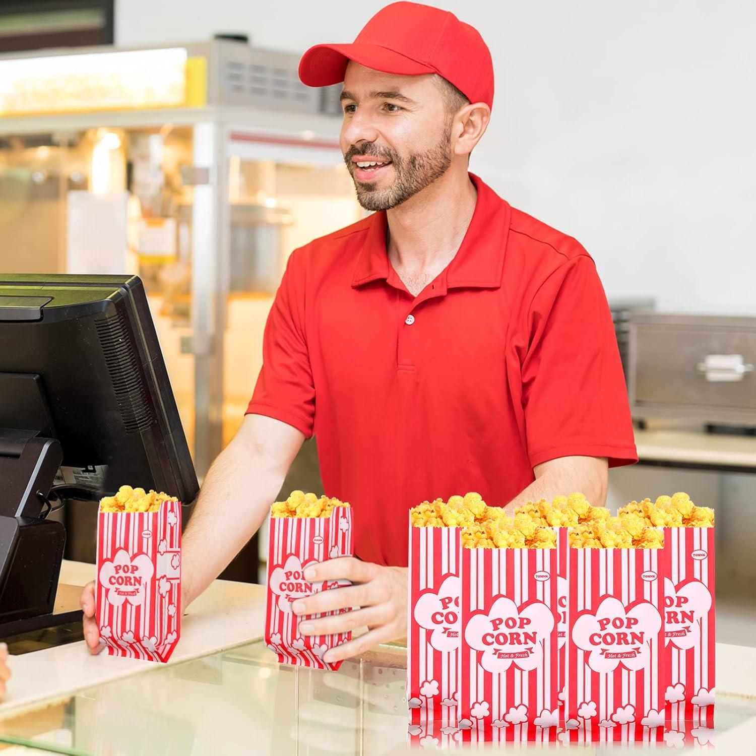 Bolsas de Papel para Palomitas Teling 300 Pcs 28g Rayas Rojas