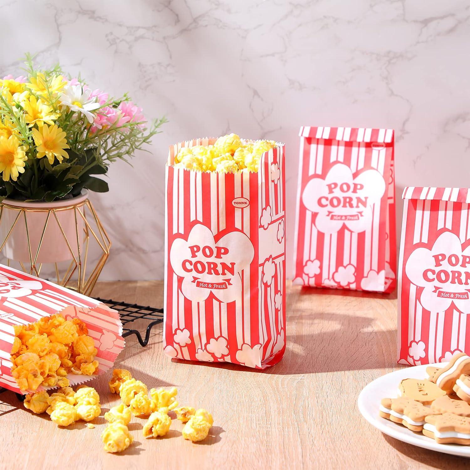 Bolsas de Papel para Palomitas Teling 300 Pcs 28g Rayas Rojas