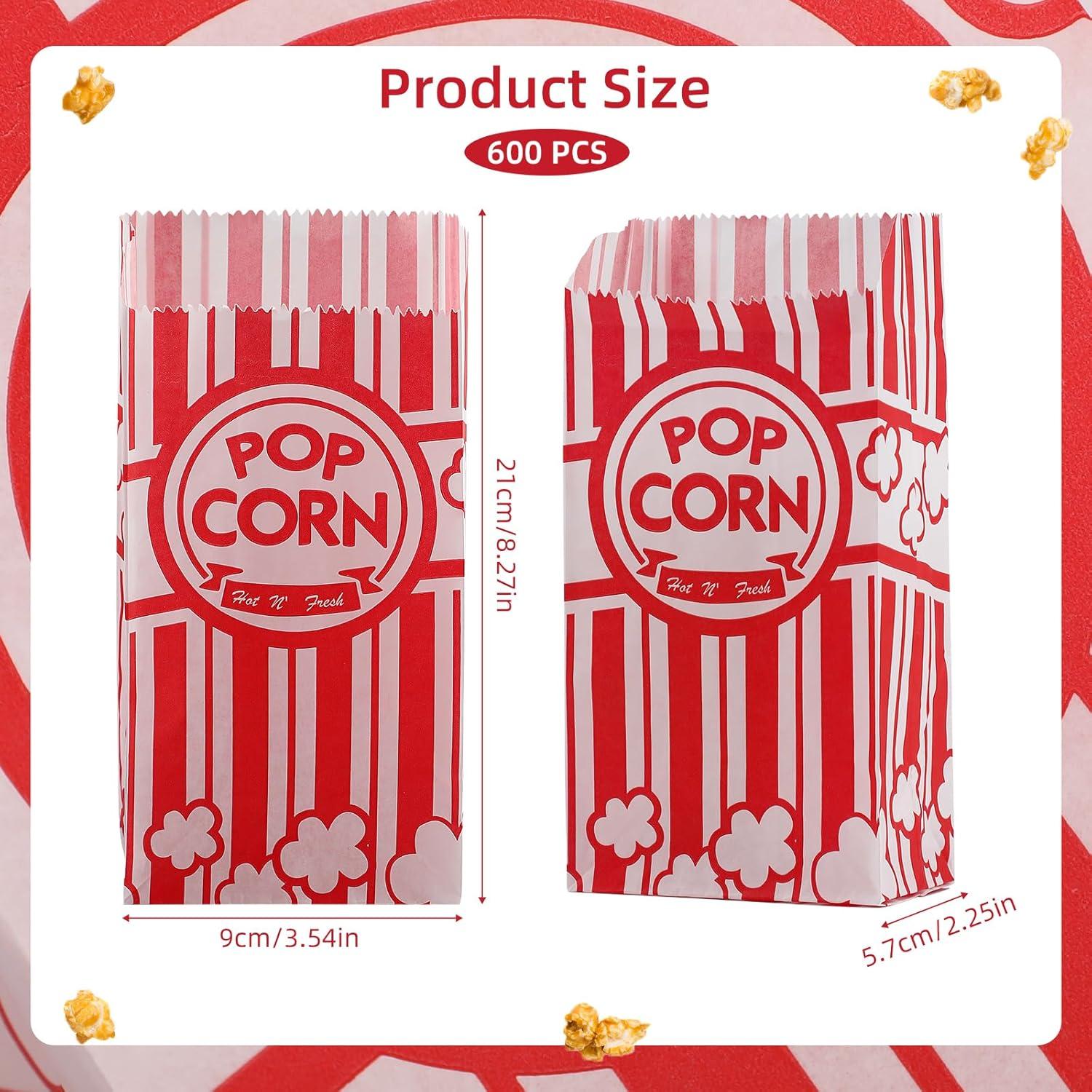 600 Bolsas de Papel para Palomitas Motroce 1 oz Vintage