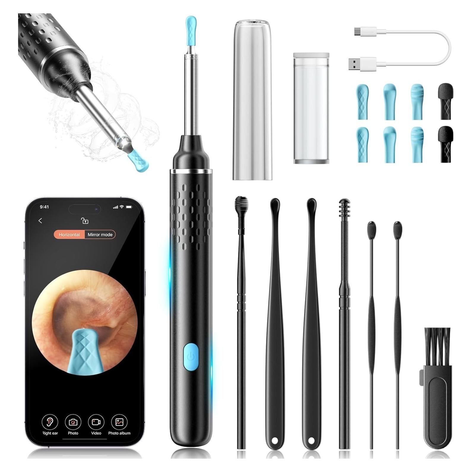 Limpiador de Oído COONYES con Cámara 1080P HD y 8 Puntas