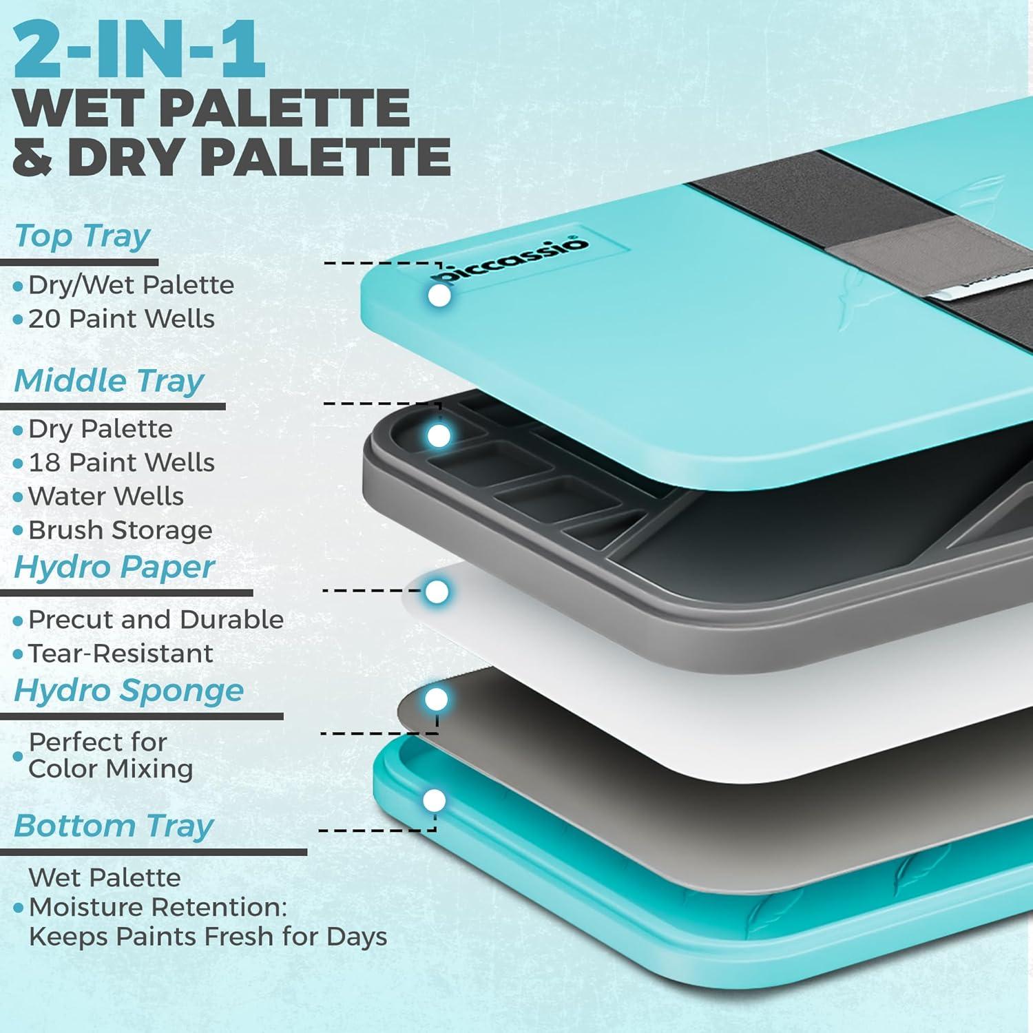 Paleta Húmeda Piccassio 3 en 1 para Pintura Miniaturas