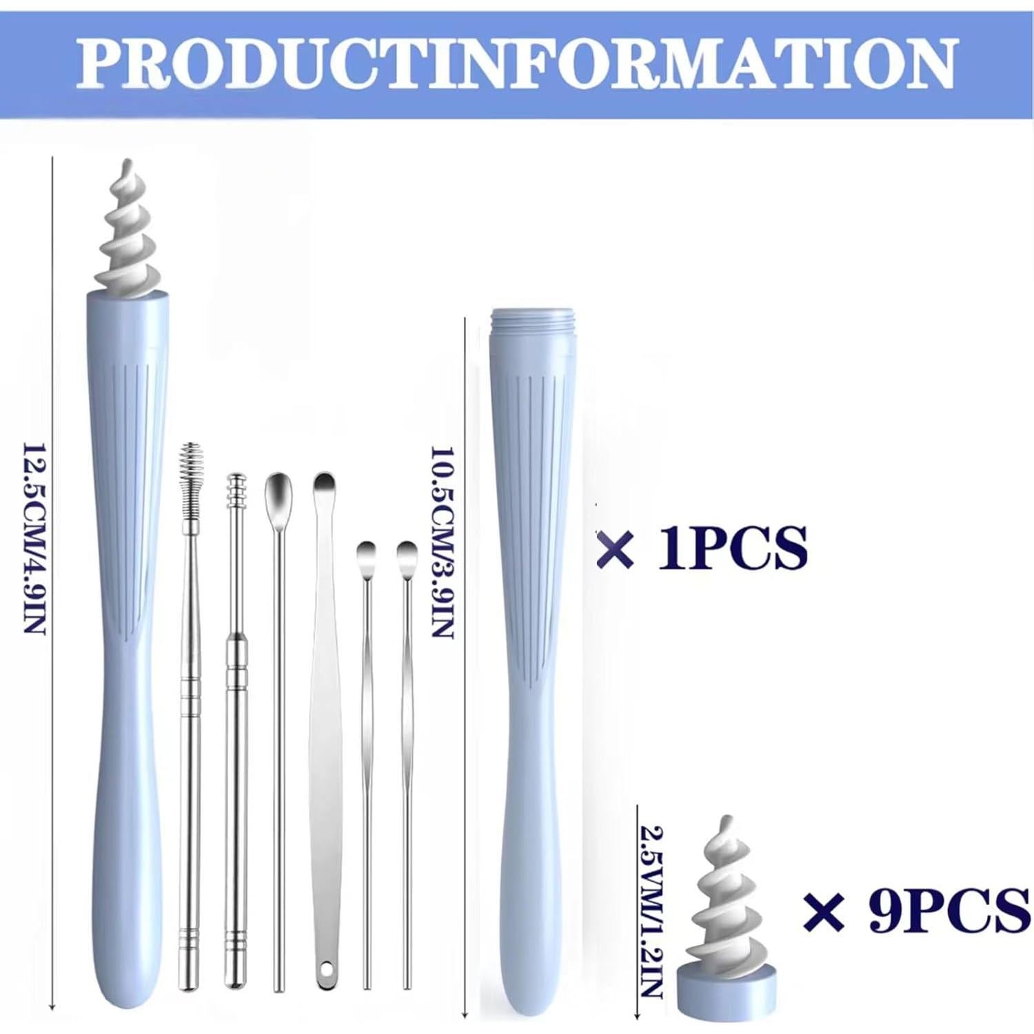 Kit de Eliminación de Cerumen KUTDEP con 9 Herramientas Reutilizables