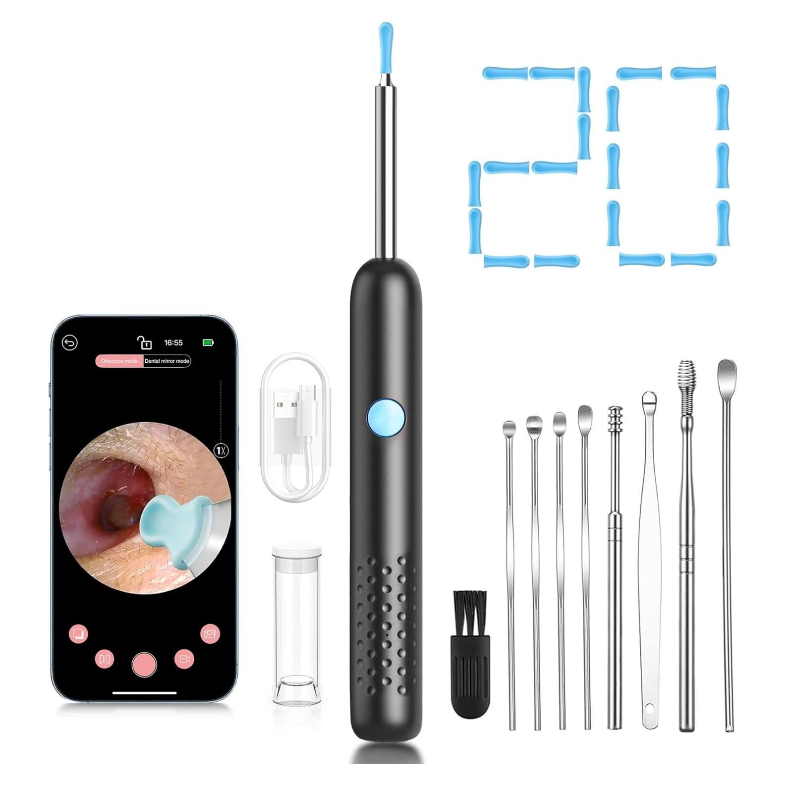 Limpiador de Oídos Pamelegy con Cámara 1080p HD y 20 Puntas