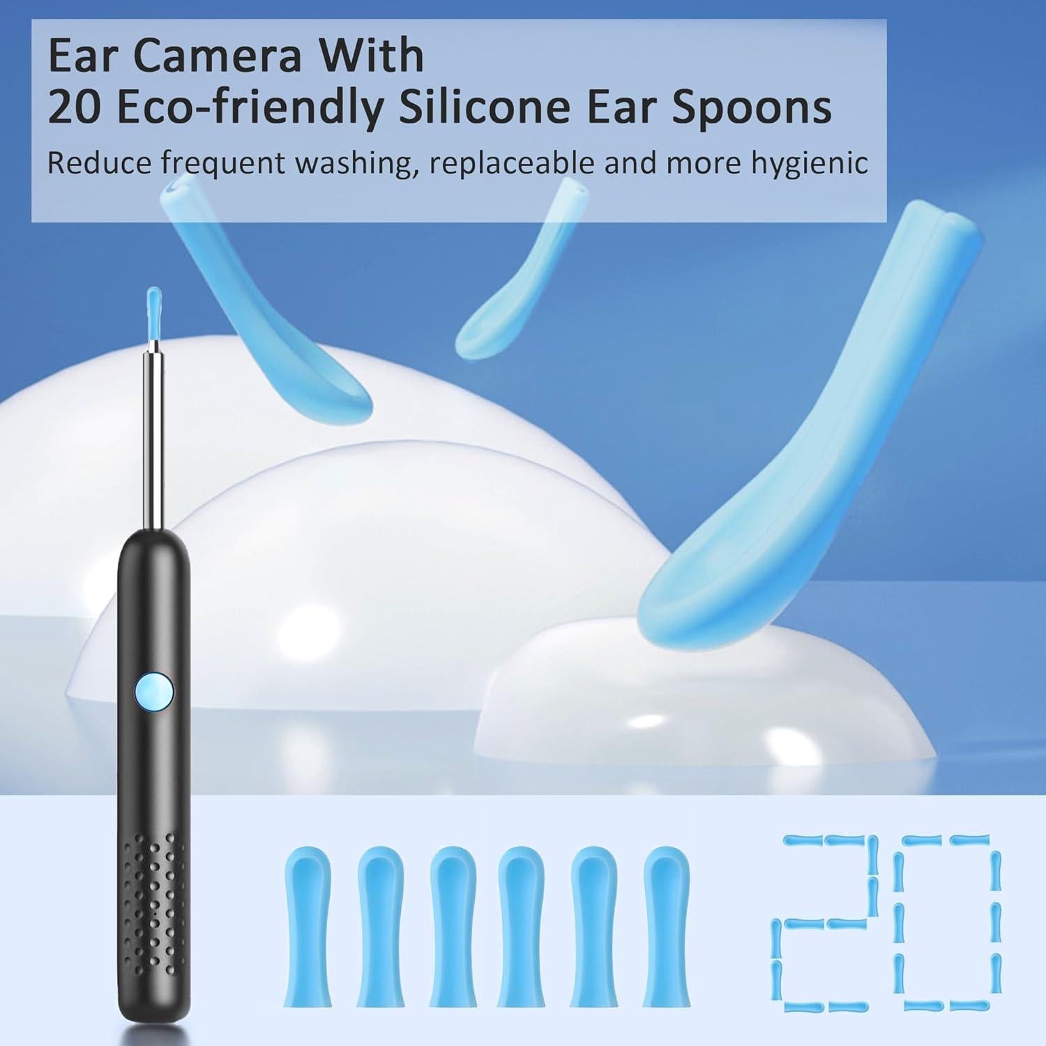 Limpiador de Oídos Pamelegy con Cámara 1080p HD y 20 Puntas