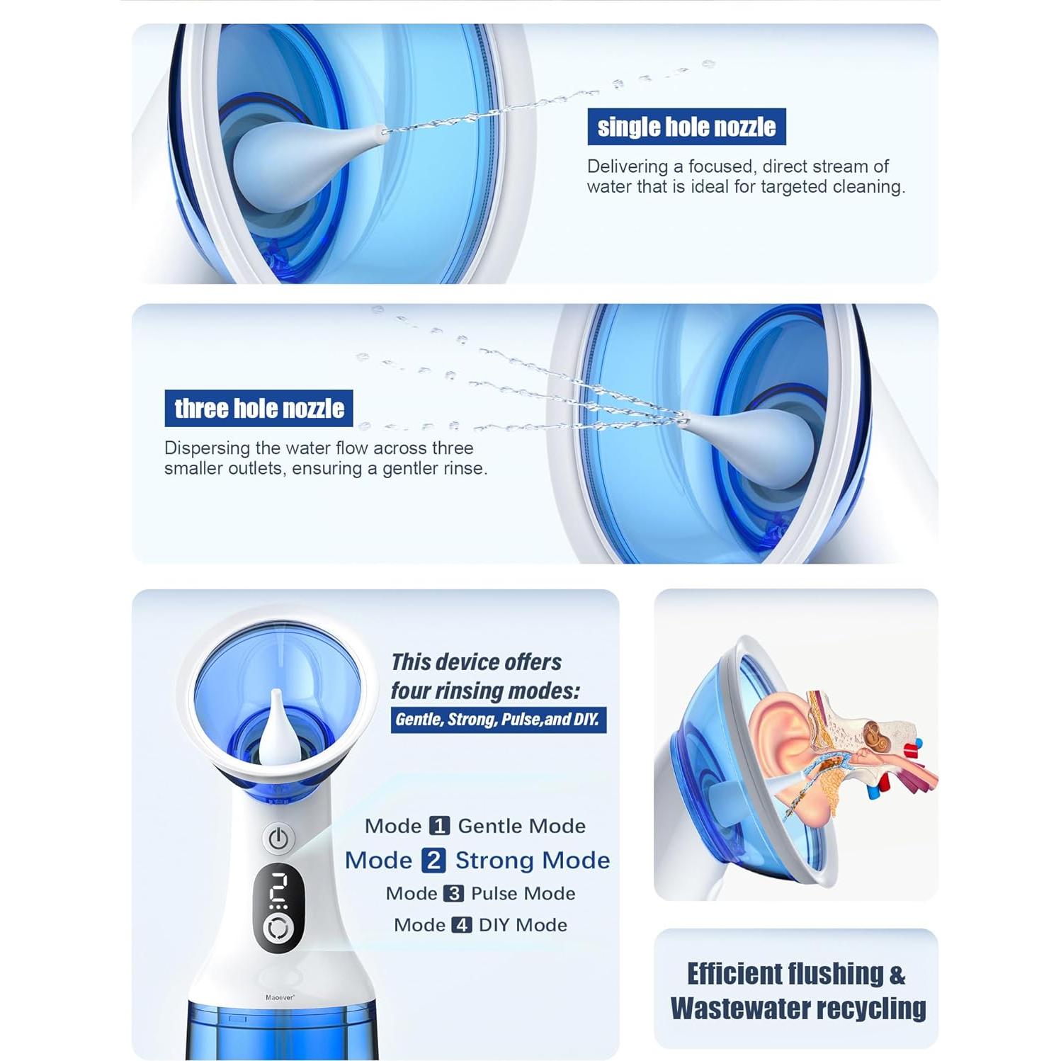 Limpiador de Oídos Eléctrico MAOEVER EarBayern IPX7 Azul