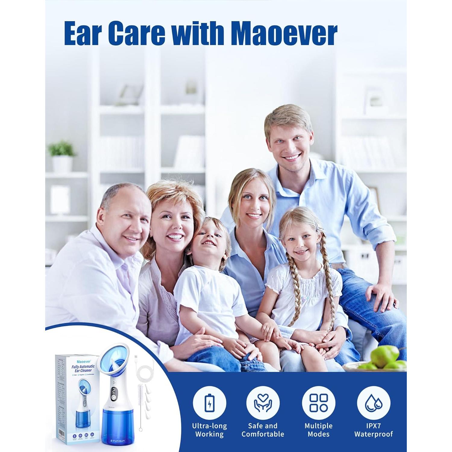 Limpiador de Oídos Eléctrico MAOEVER EarBayern IPX7 Azul
