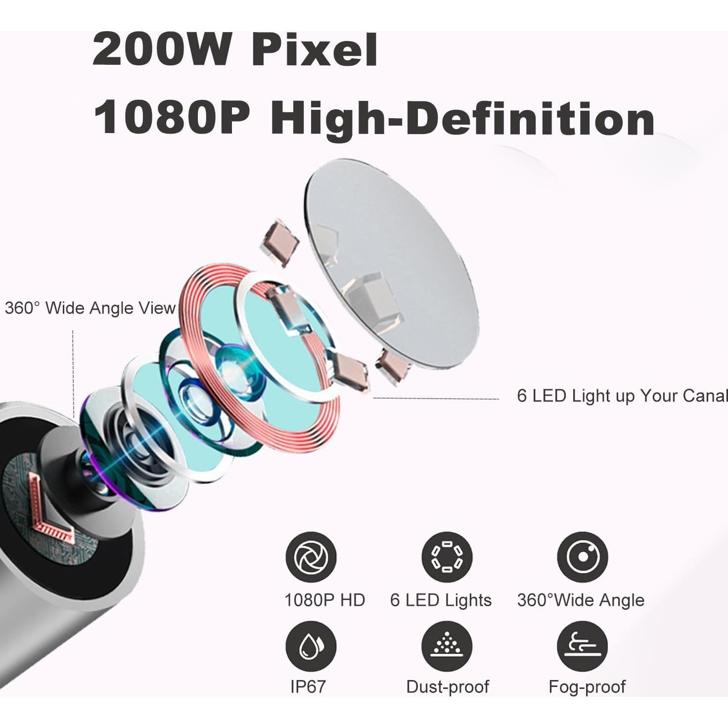 Limpiador de Oído con Cámara 1080P OKUBOX y 6 Luces LED