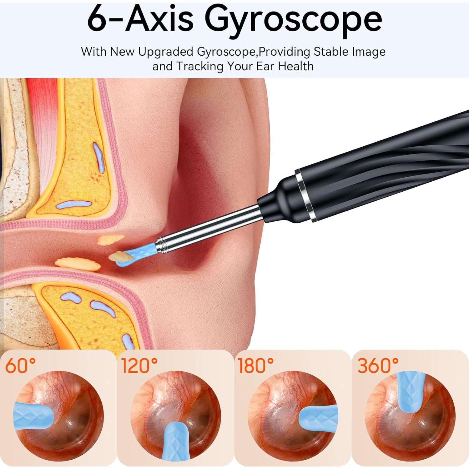 Limpiador de Oídos con Cámara HD 1080P Tomaje Negro