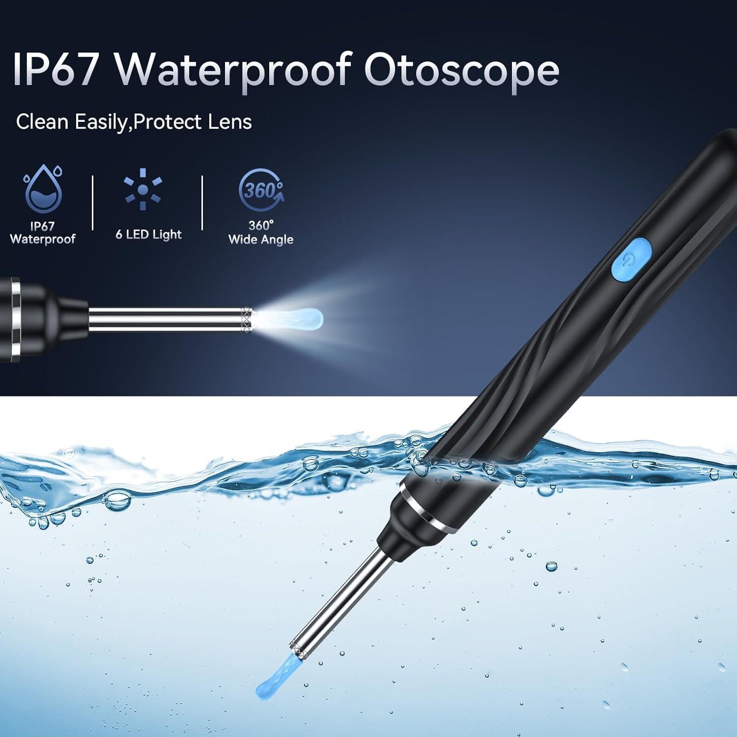 Limpiador de Oídos con Cámara HD 1080P Tomaje Negro