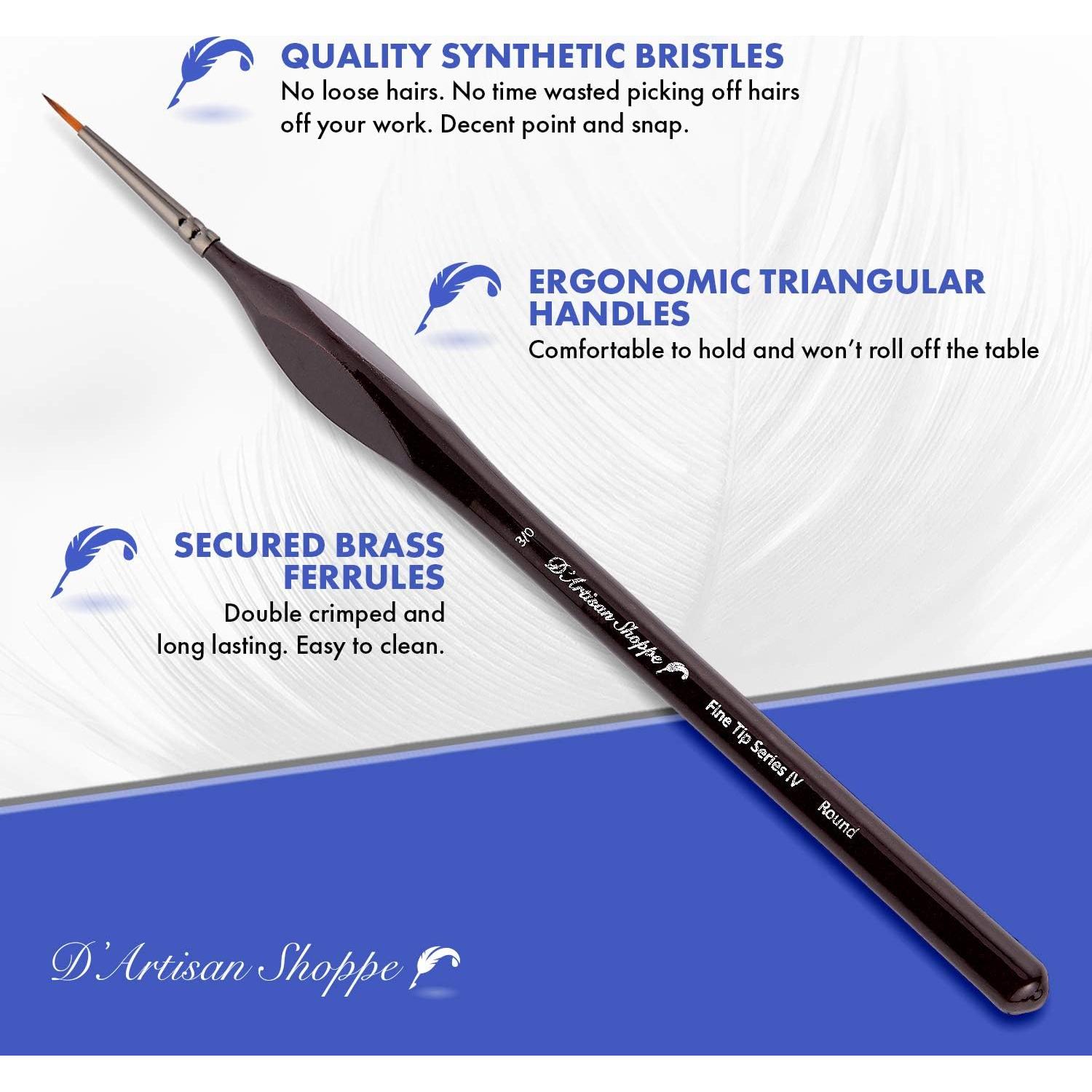 Juego de Pinceles D'Artisan 4pc Punta Fina para Miniaturas