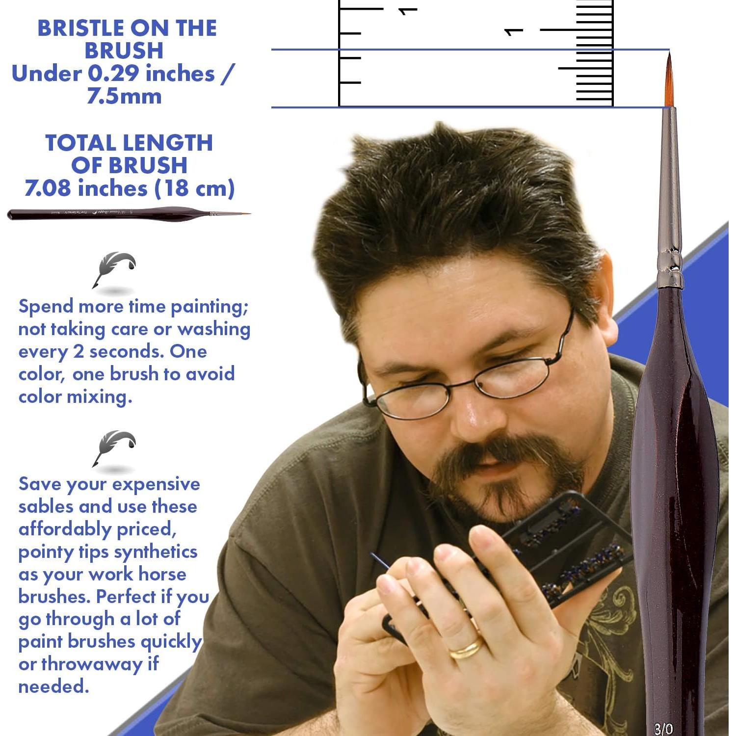 Juego de Pinceles D'Artisan 4pc Punta Fina para Miniaturas