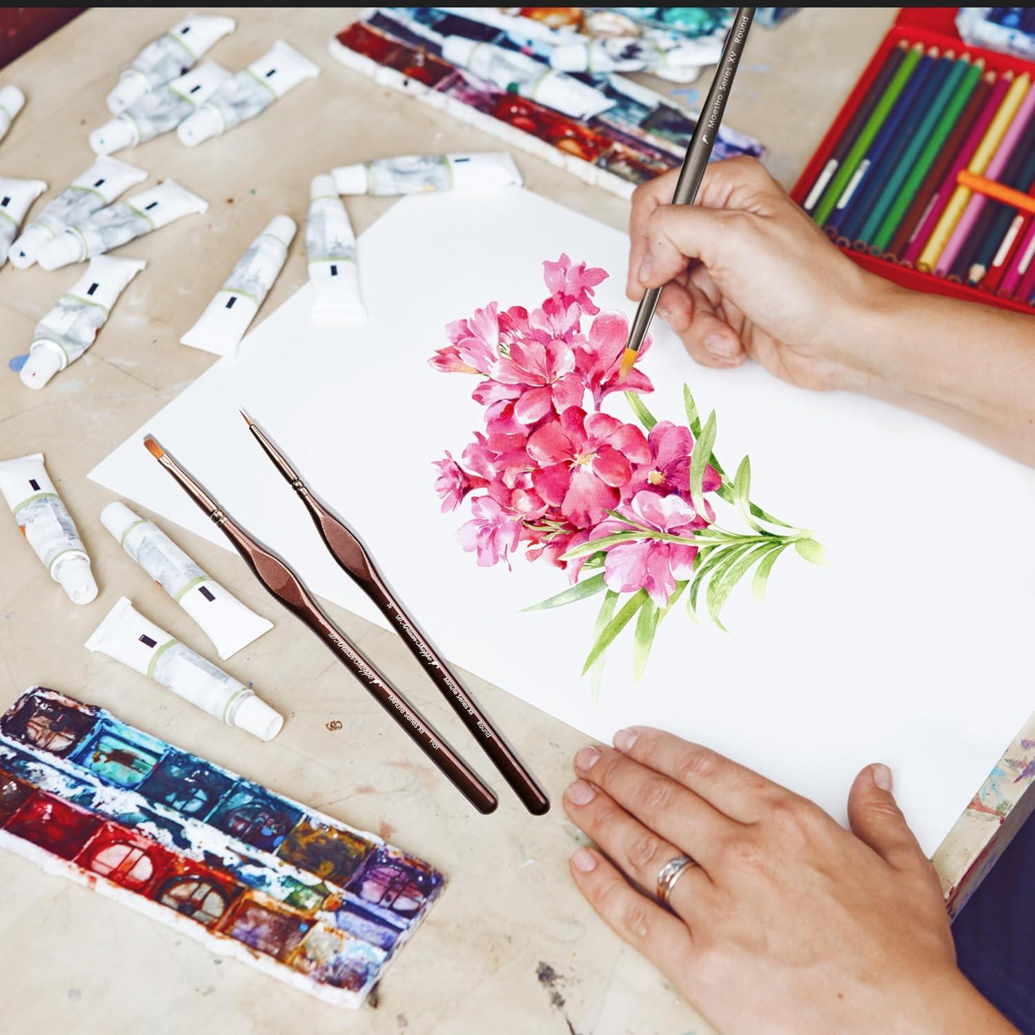 Juego de Pinceles D'Artisan 4pc Punta Fina para Miniaturas