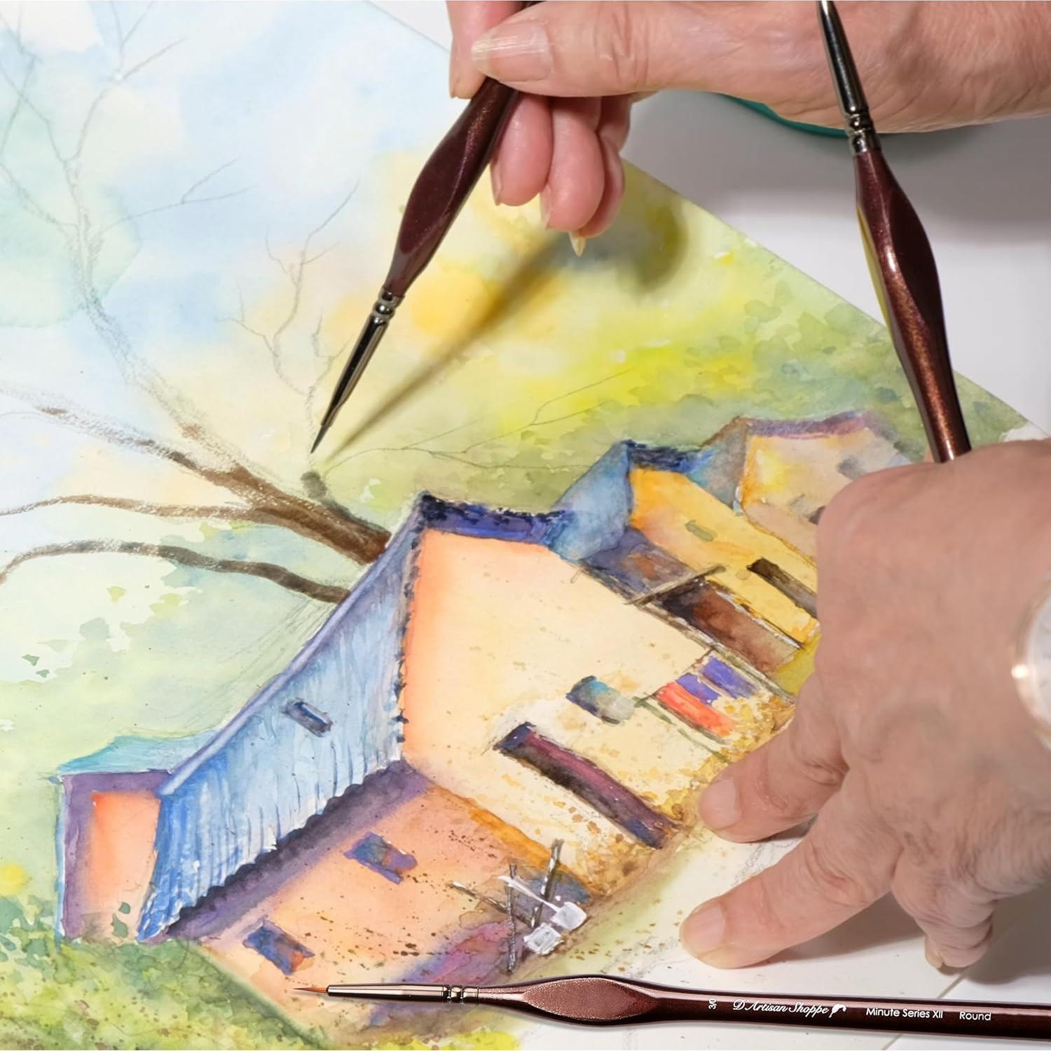 Juego de Pinceles D'Artisan 4pc Punta Fina para Miniaturas