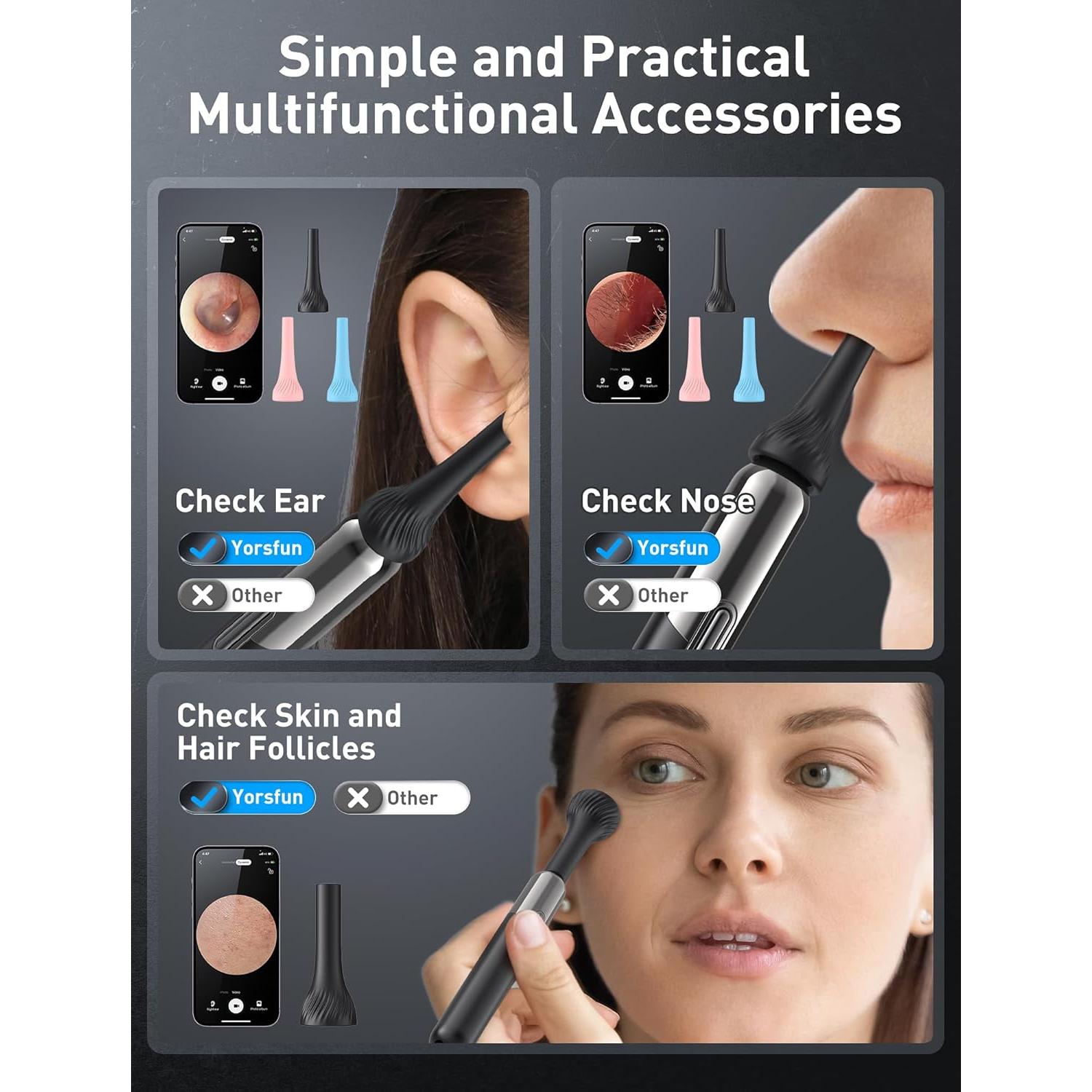 Limpiador de Oídos Inalámbrico Yorsfun N5 HD 1080P 7 Piezas