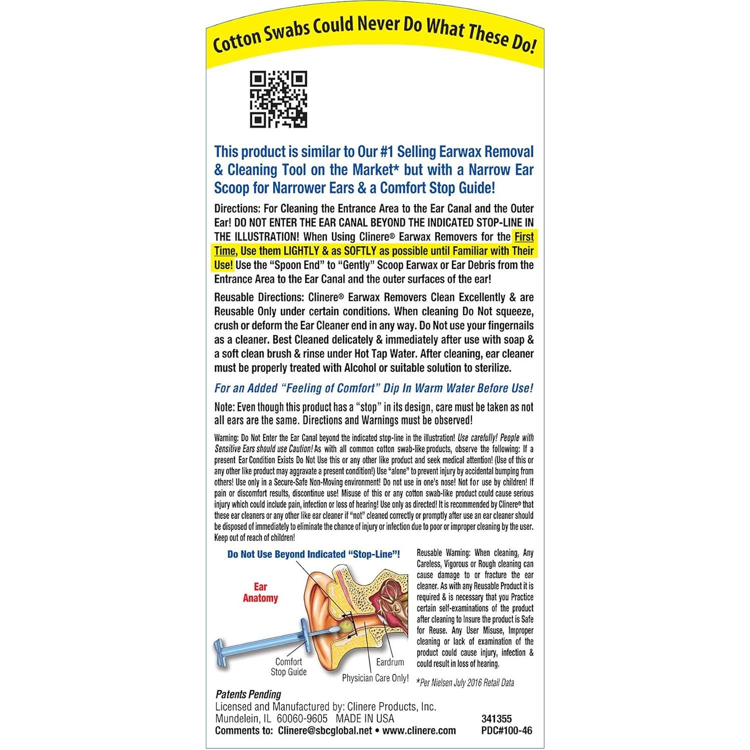 Limpiador de Oídos Clinere Reutilizable con Guía de Comodidad