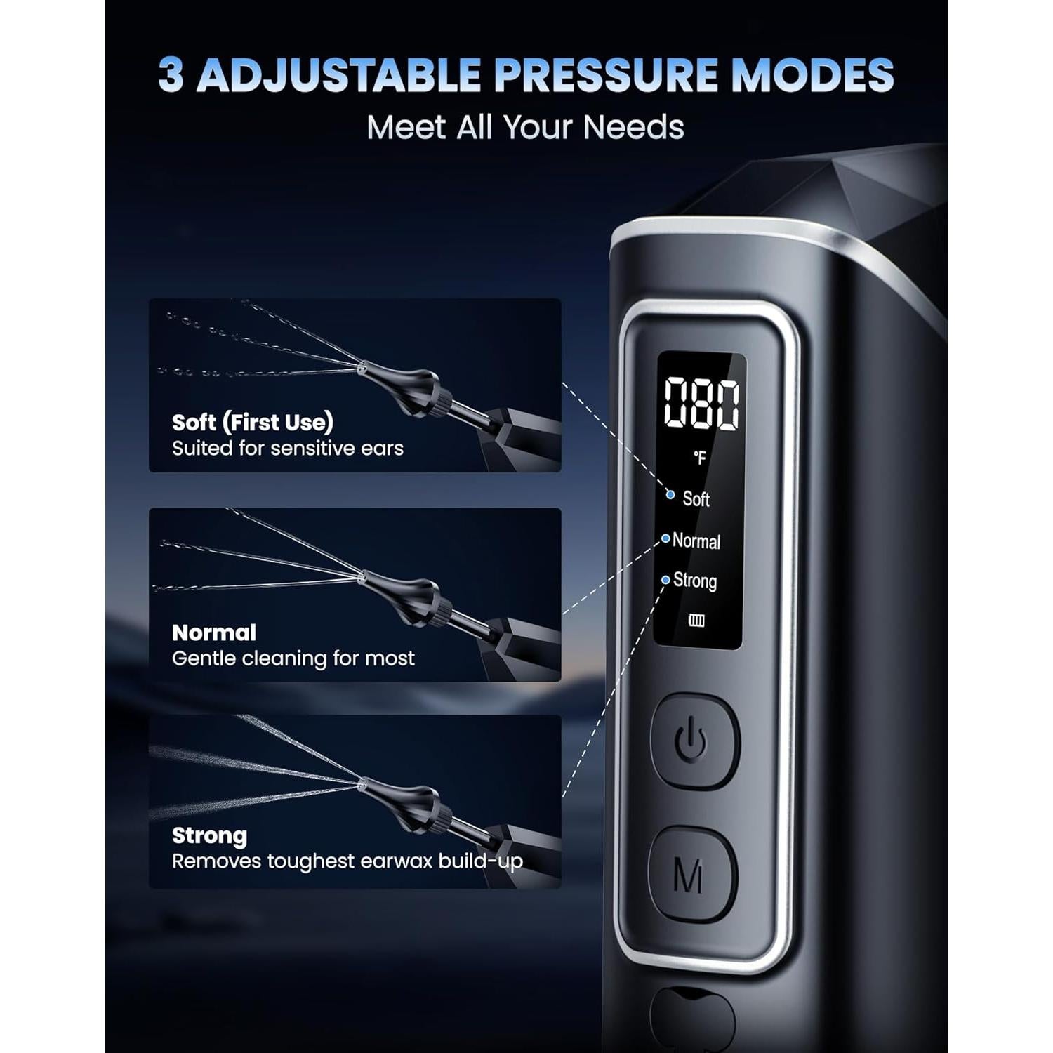 ONLYCARE Kit Eliminación Cerumen Eléctrico Negro 8,89x6,35cm