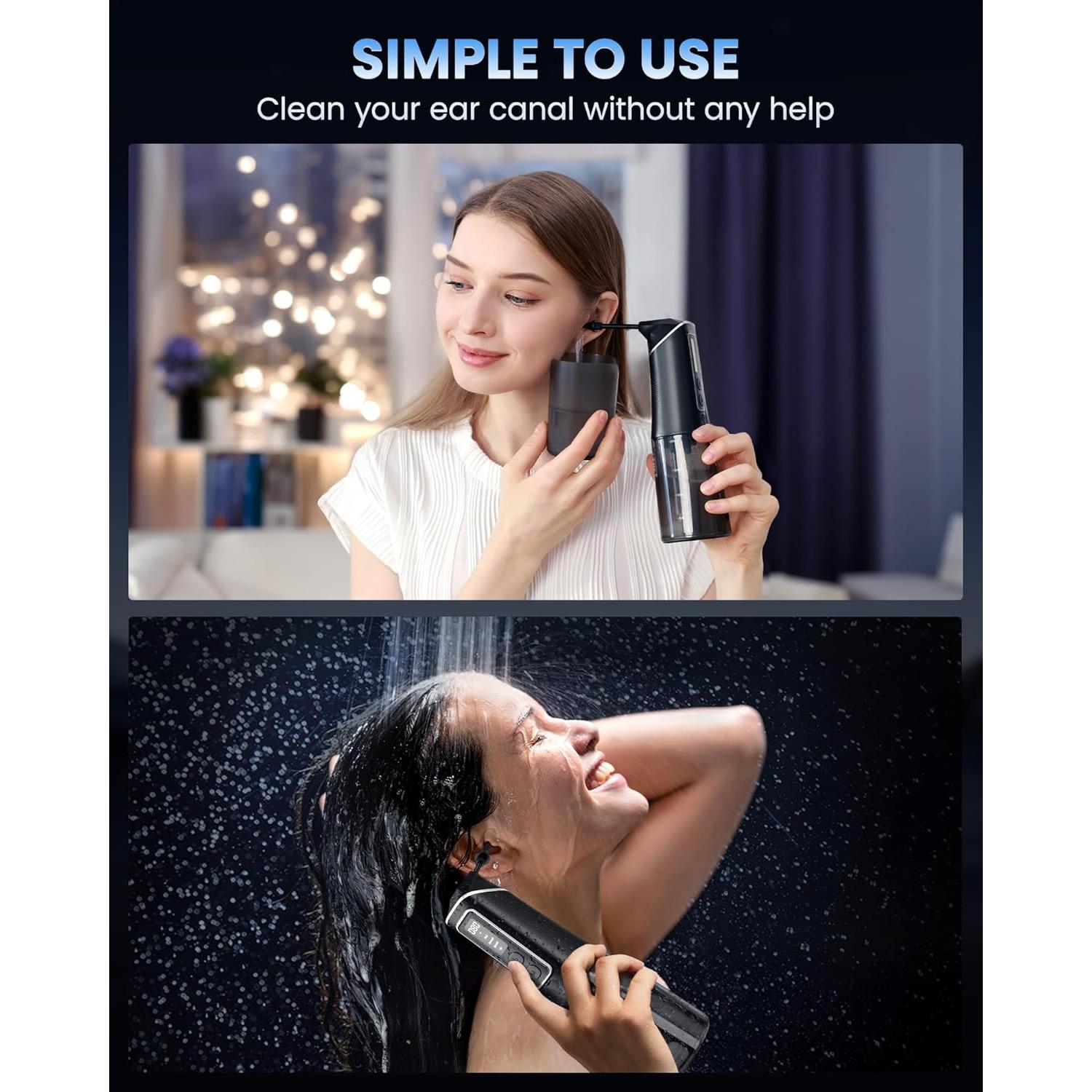 ONLYCARE Kit Eliminación Cerumen Eléctrico Negro 8,89x6,35cm