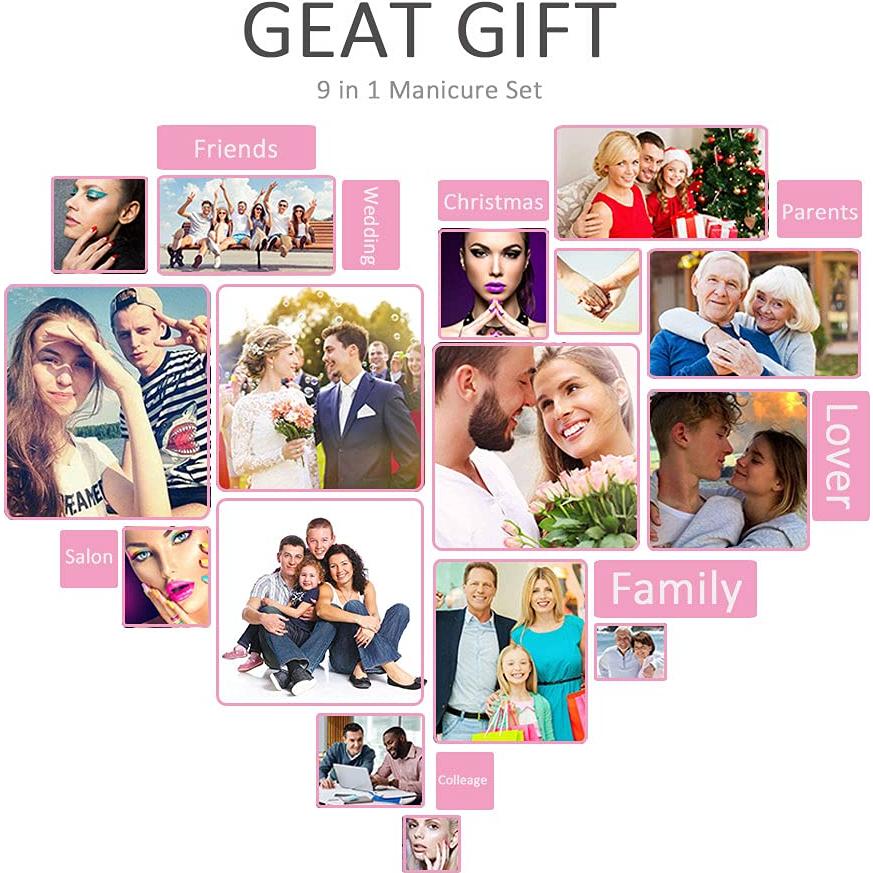 Juego de Manicura 9 en 1 HANTEKAS Acero Inoxidable Azul