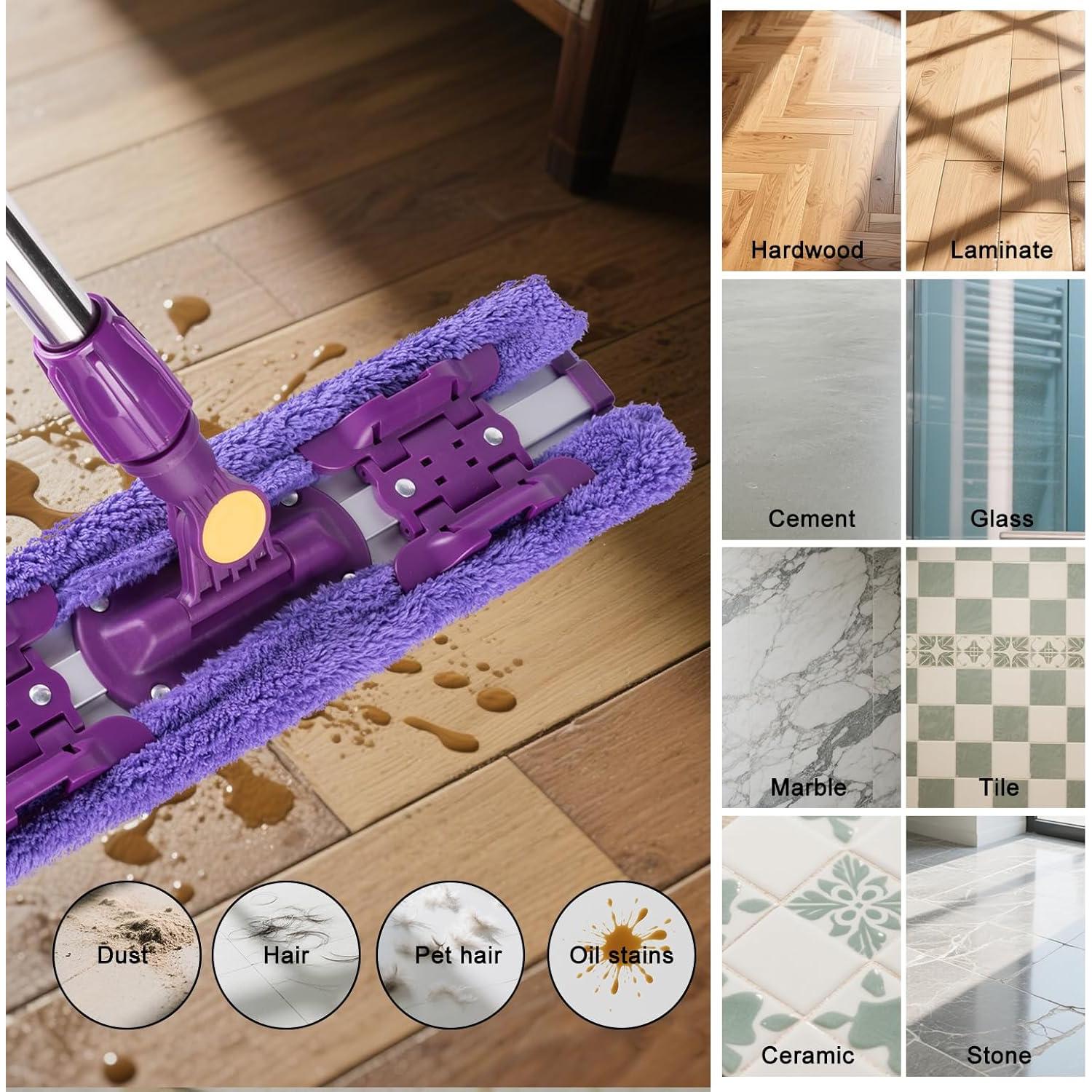 Mop de Suelo ITTAR 40 cm Profesional con 5 Paños Reutilizables