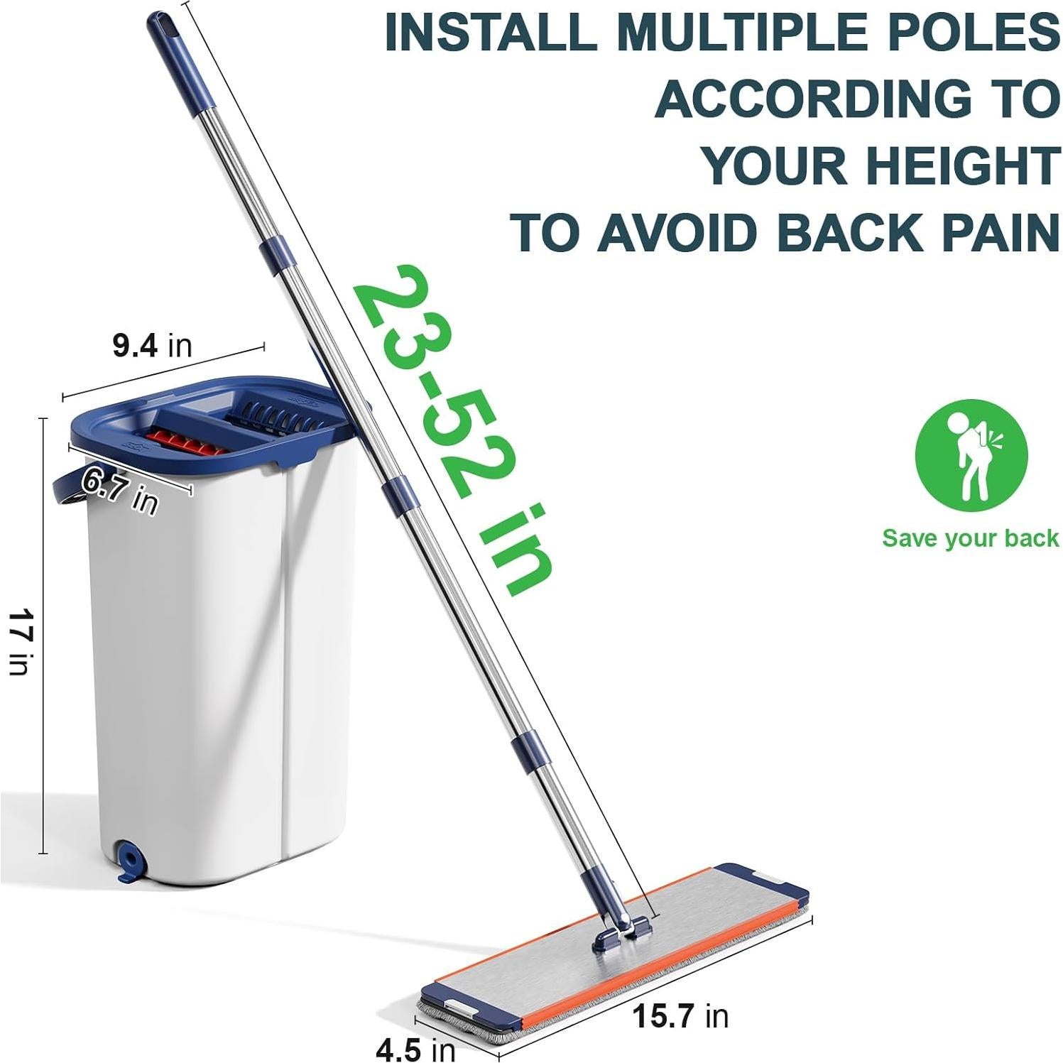 Juego de Mopa y Cubo WBKATN con Escurridor y 4 Paños