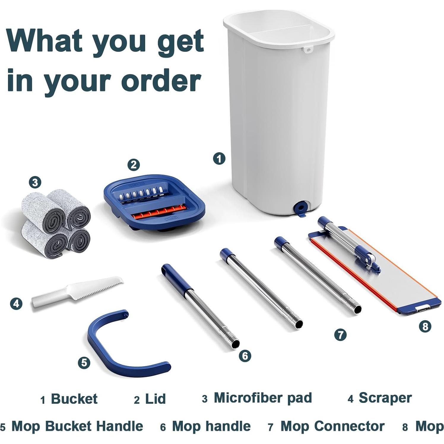 Juego de Mopa y Cubo WBKATN con Escurridor y 4 Paños