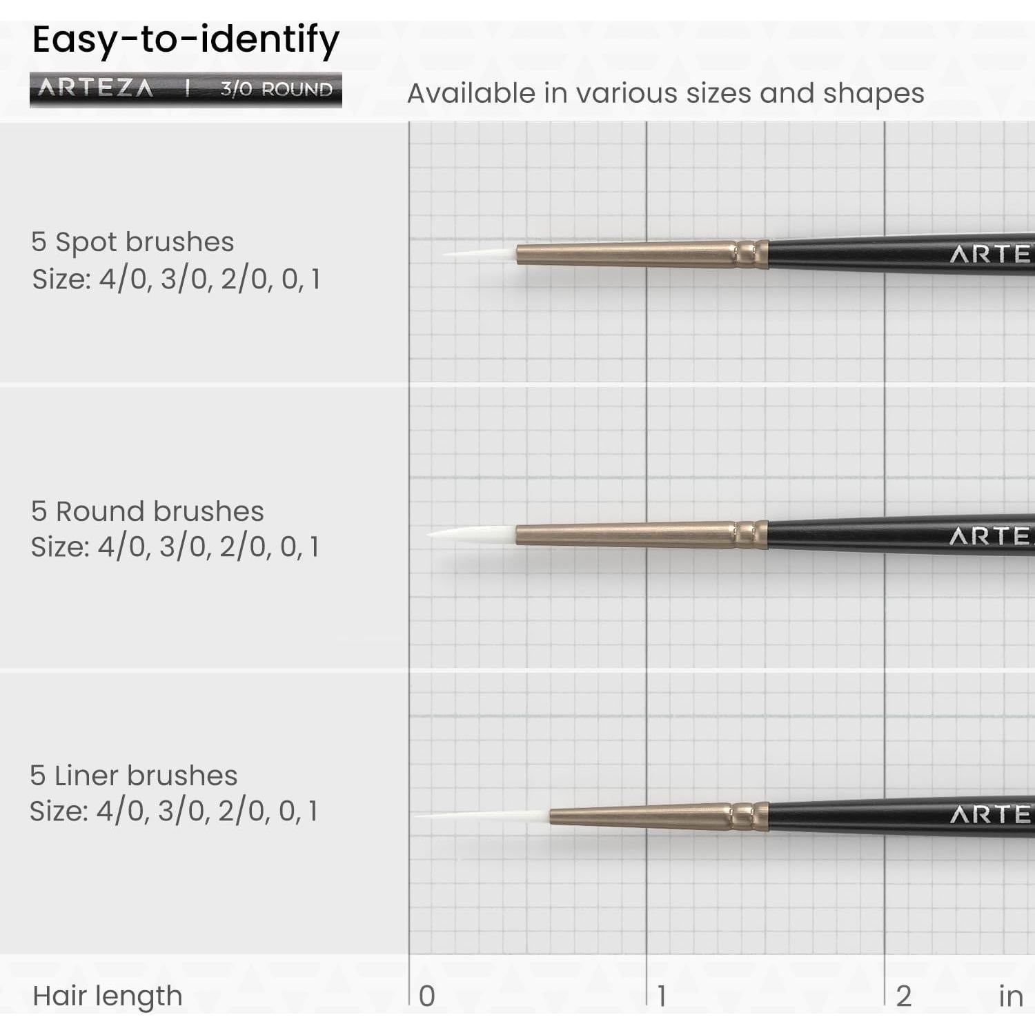 Set de 15 Pinceles de Detalle ARTEZA para Miniaturas
