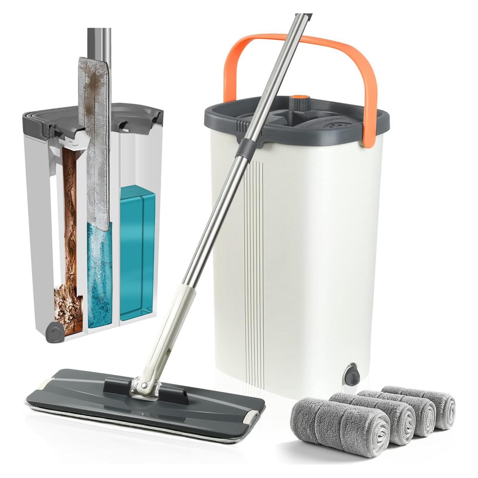 Juego de trapeador y cubo Jelymark con 4 almohadillas