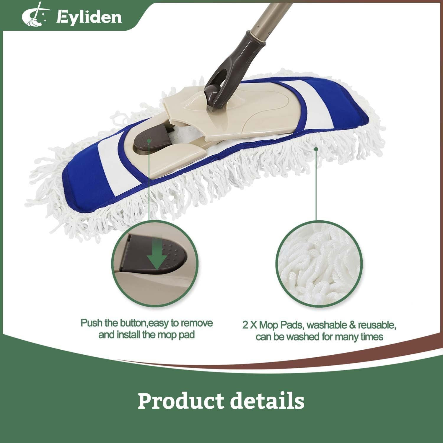 Mopa de Polvo Eyliden 100% Microfibra con 2 Paños Lavables
