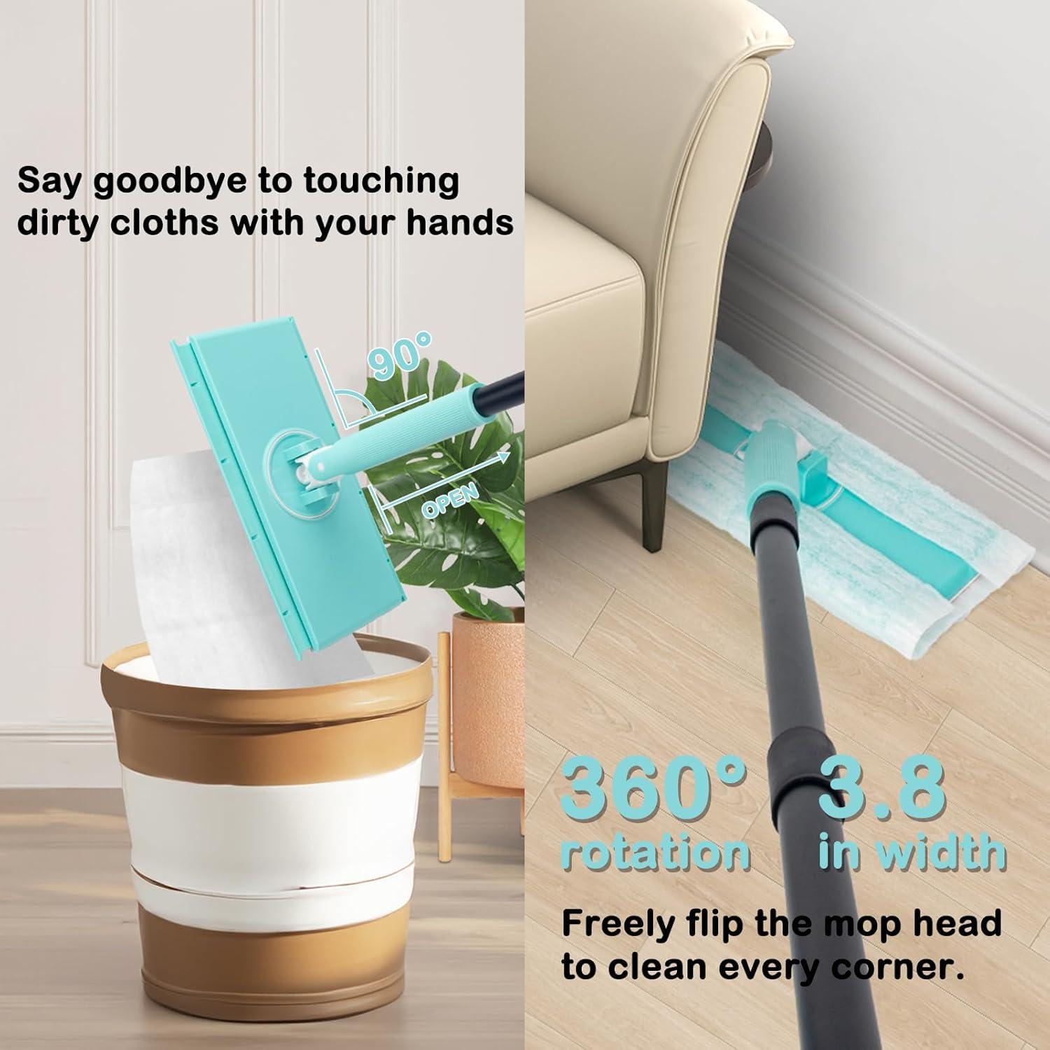 Mopa Barrendero KeFanta 2-en-1 con 20 Paños Secos y 1 de Microfibra