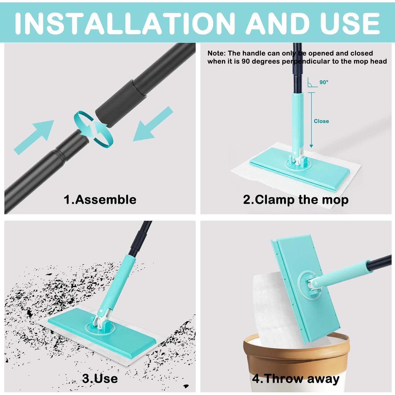 Mopa Barrendero KeFanta 2-en-1 con 20 Paños Secos y 1 de Microfibra