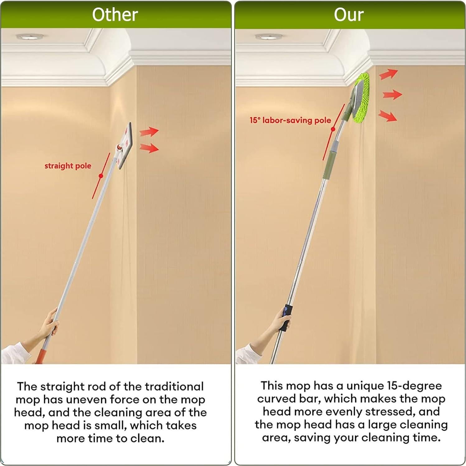 Mop de Pared SLIIMU 167,6 cm con Mango de Acero Inoxidable