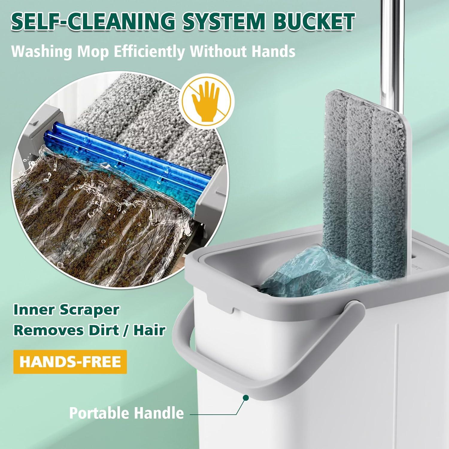 Juego de Mopas Planas y Cubo Escurridor JC Jorden 3 Paños