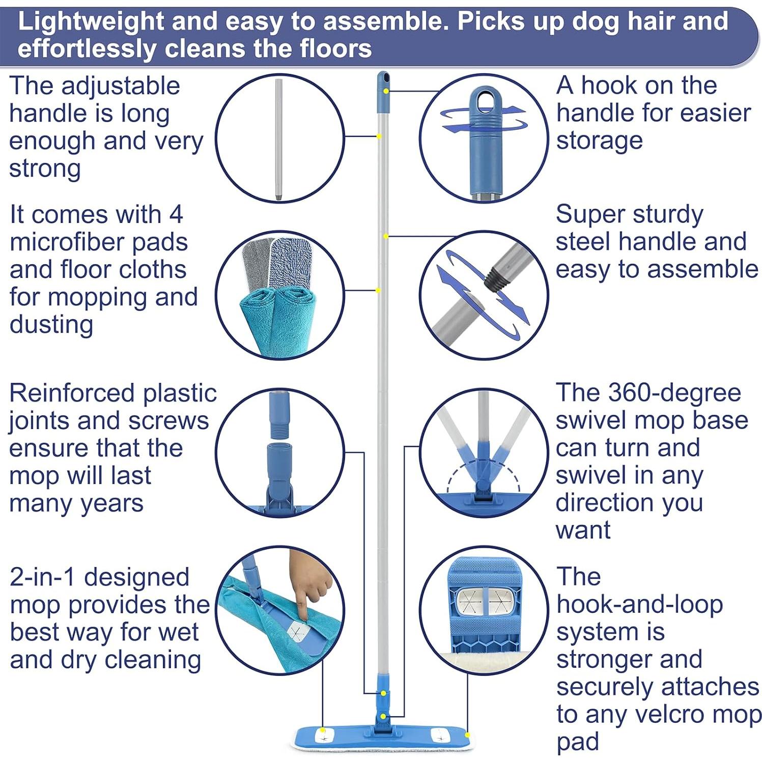 Mop de Microfibra SOOCAN 2 en 1 con Almohadillas Lavables