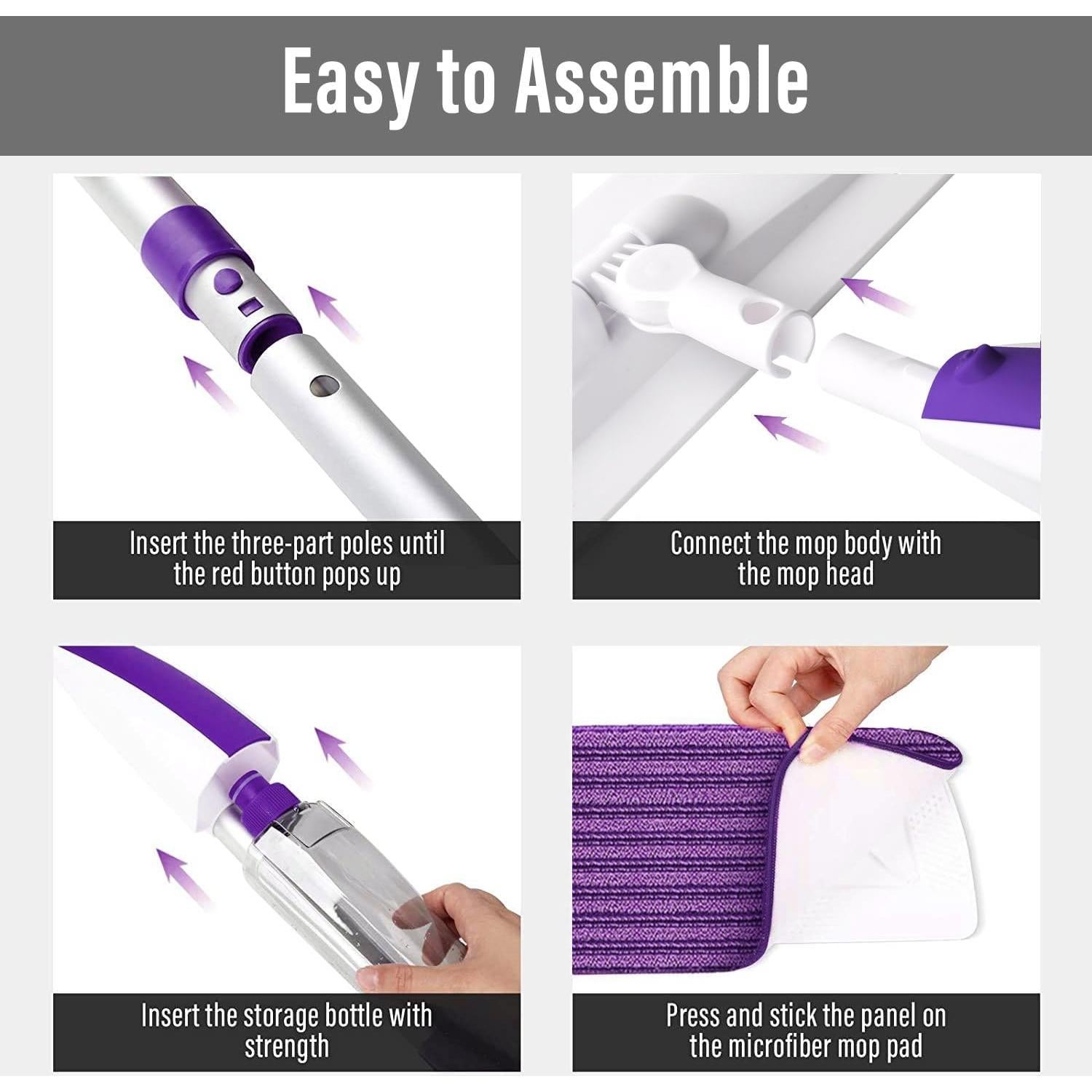 Mopa Spray Zoonlion con Botella Recargable y 3 Paños