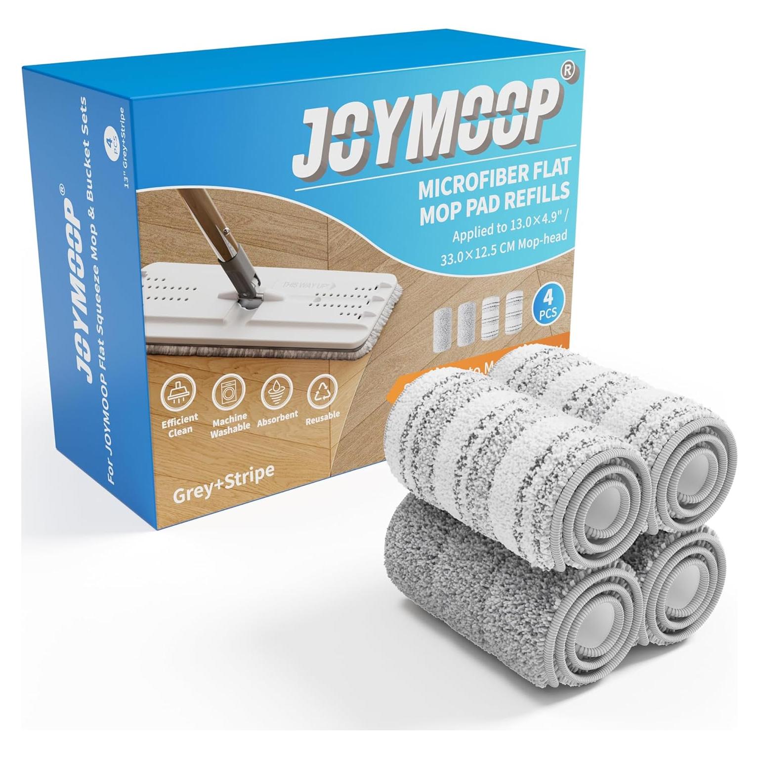 Almohadillas de Microfibra JOYMOOP 33 cm para Mopas Planas - 4 Pcs